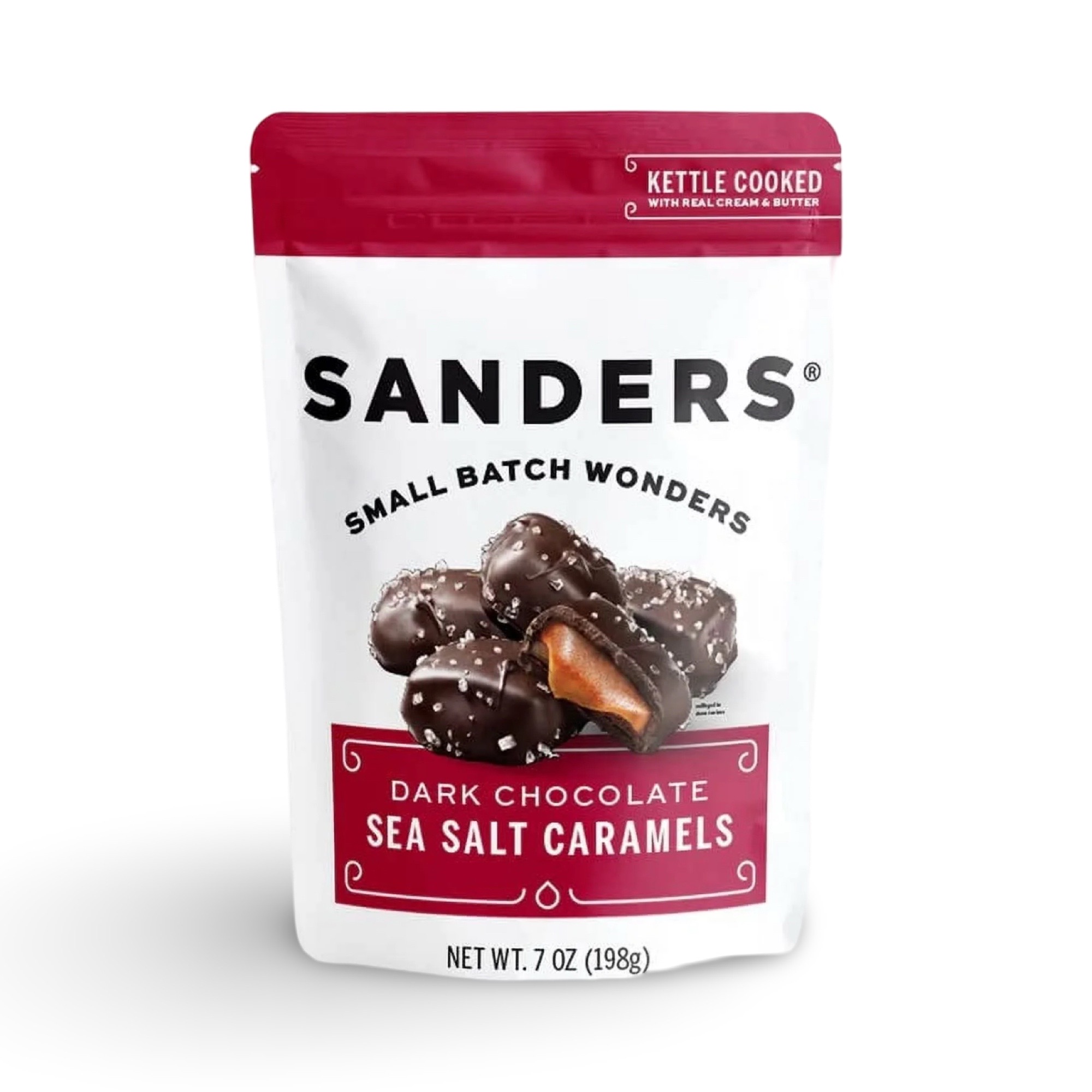 Sanders Dark Chocolate Sea Salt Caramels - 7oz, 6 Bag Case 4