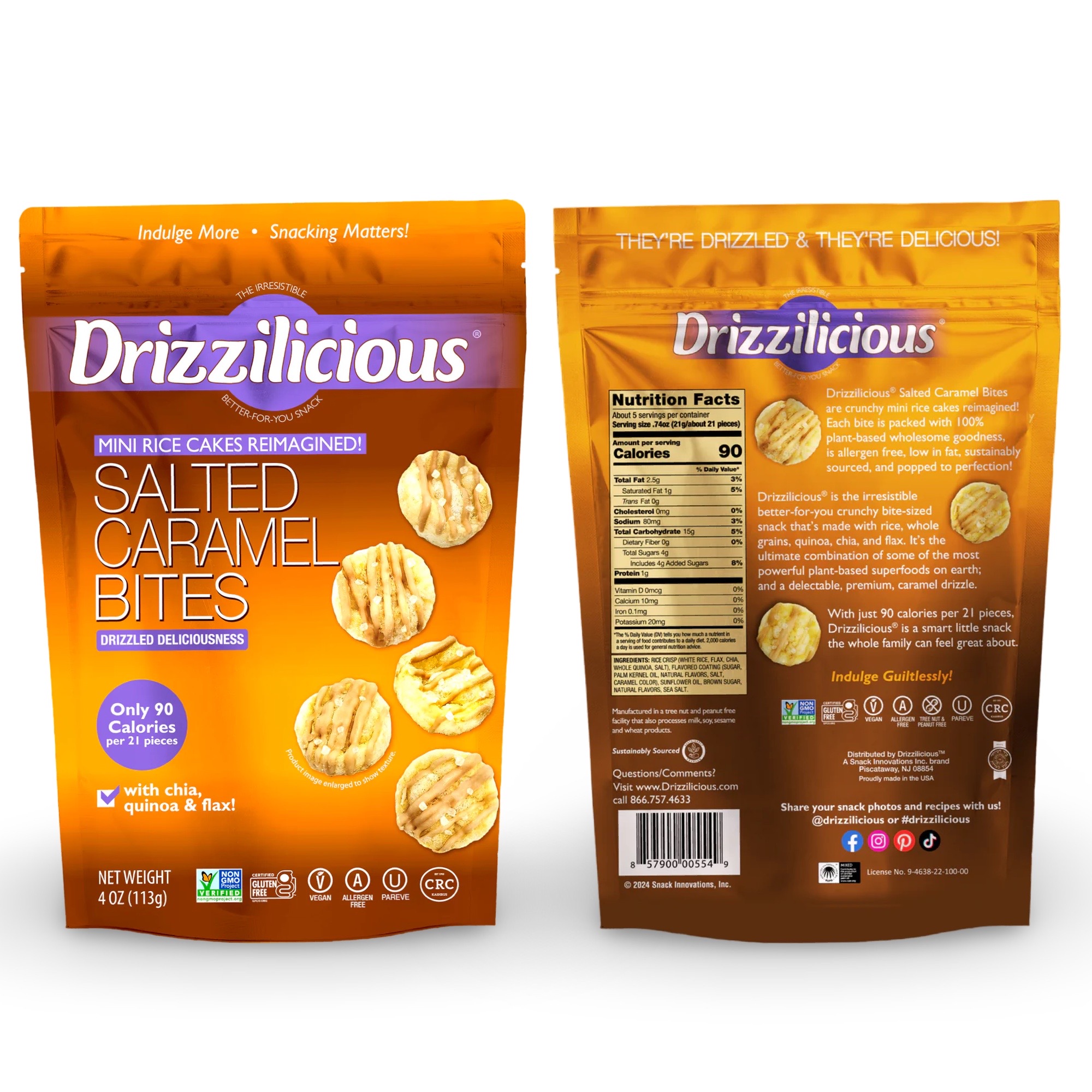 Drizzilicious Mini Rice Cake Bites 7 Flavor Variety Pack: Birthday, Cinnamon, Cookies & Cream, French Toast, Salted Caramel, Popcorn and Very Berry 5