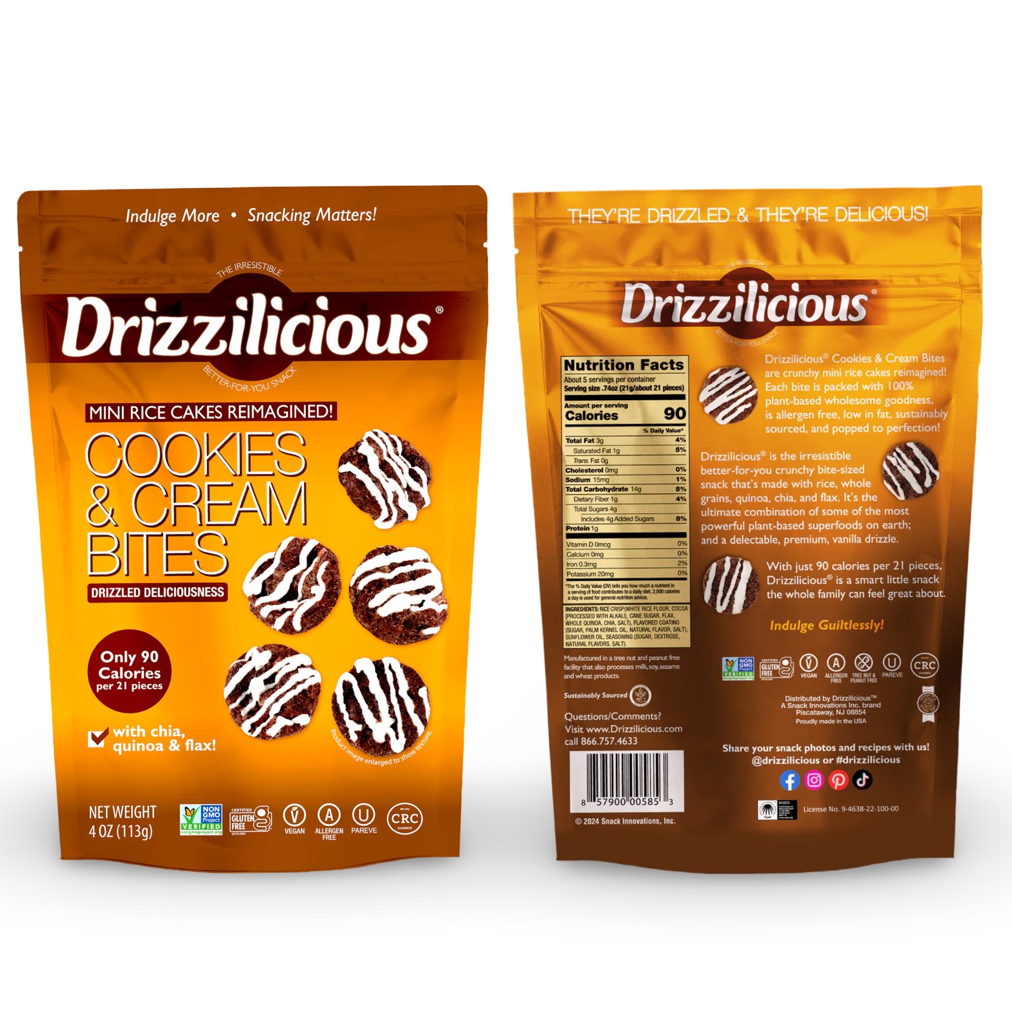 Drizzilicious Mini Rice Cake Bites 7 Flavor Variety Pack: Birthday, Cinnamon, Cookies & Cream, French Toast, Salted Caramel, Popcorn and Very Berry 6