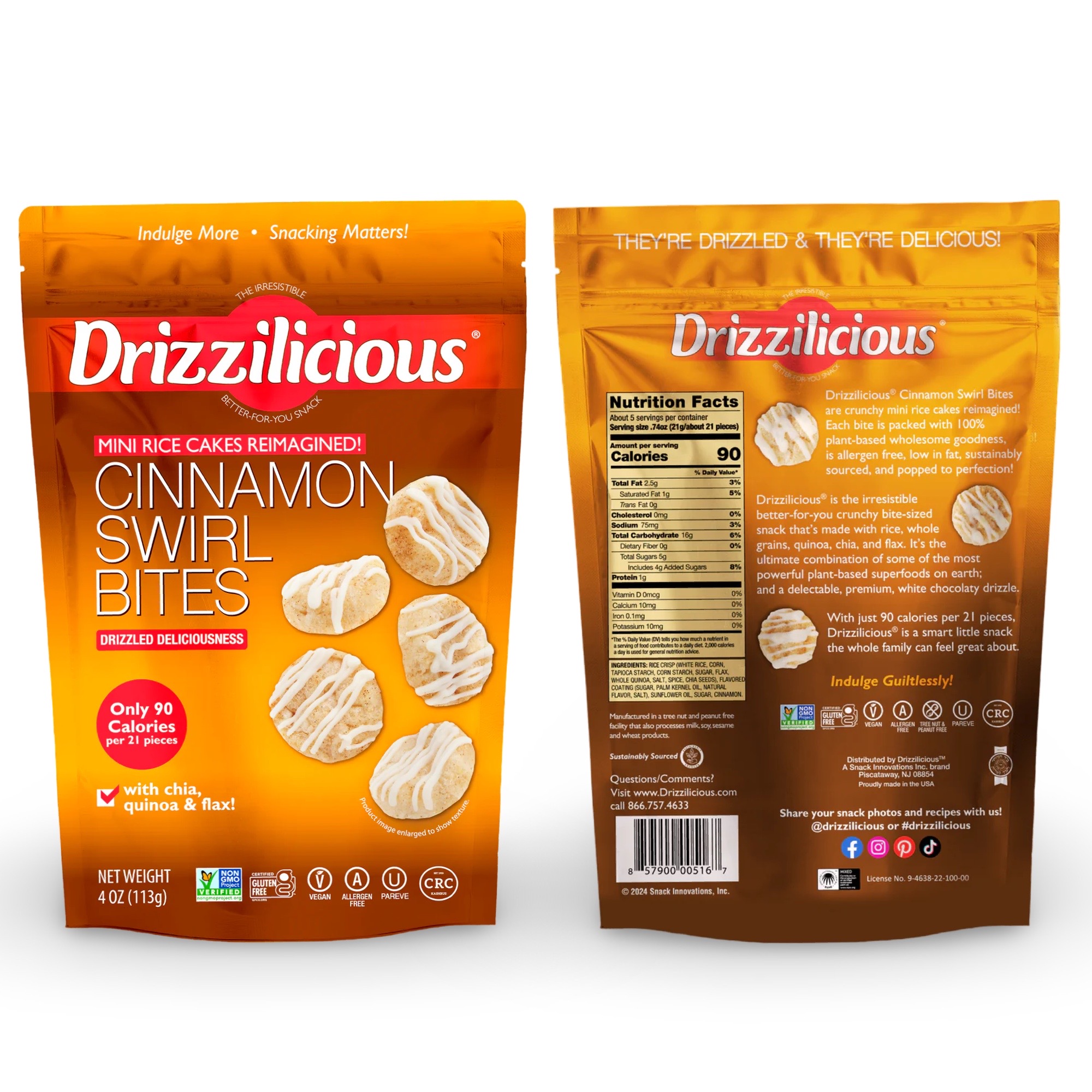 Drizzilicious Mini Rice Cake Bites 6 Flavor Variety Pack: Birthday, Cinnamon, French Toast, Popcorn, S'mores and Very Berry 4