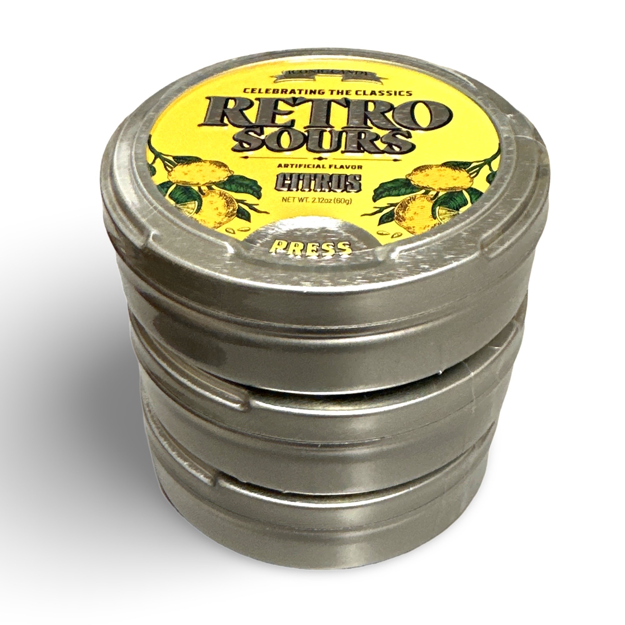 Retro Sours Tin Can Classic Sucking Candy, Citrus, 3 Cans 6