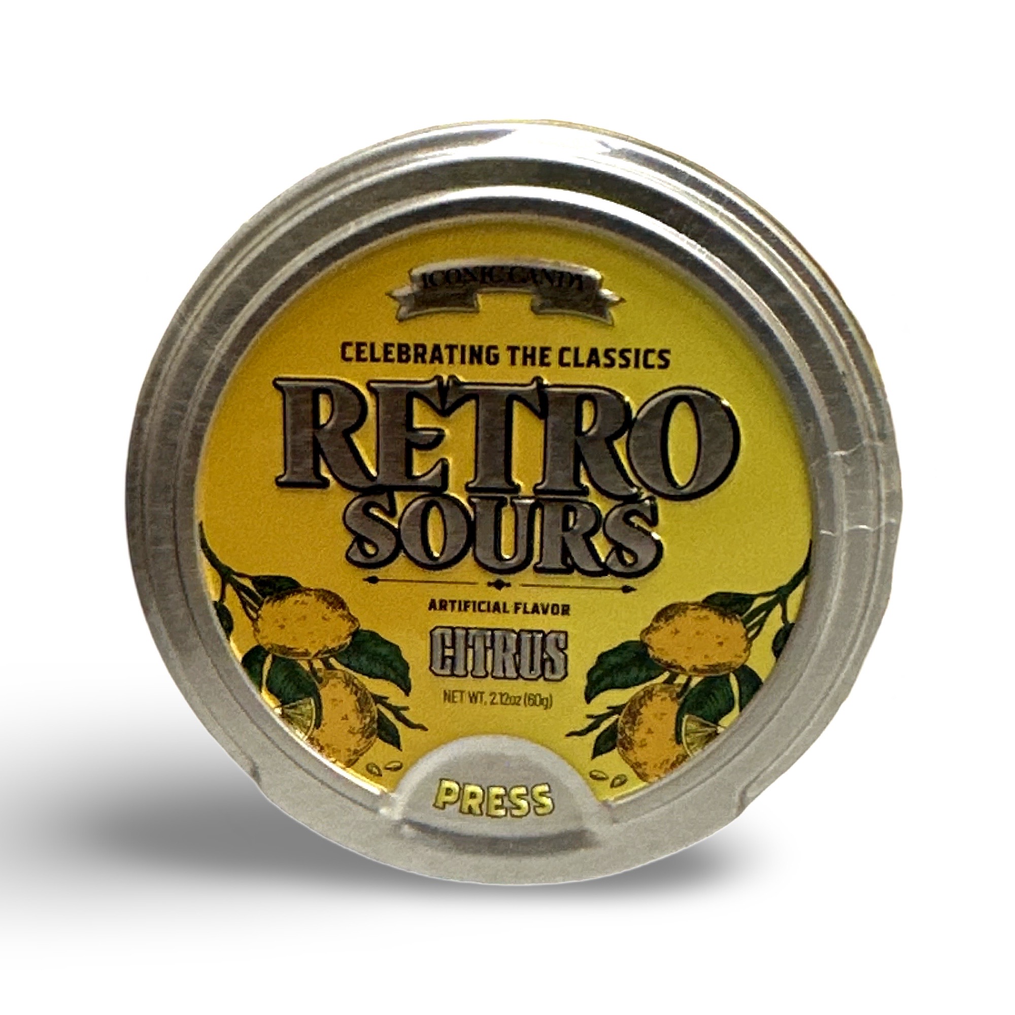 Retro Sours Tin Can Classic Sucking Candy, Citrus, 3 Cans
