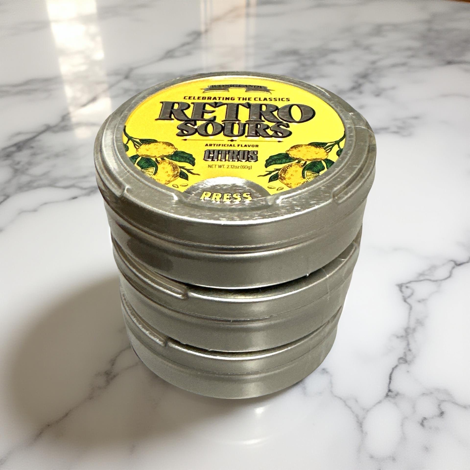Retro Sours Tin Can Classic Sucking Candy, Citrus, 3 Cans 4