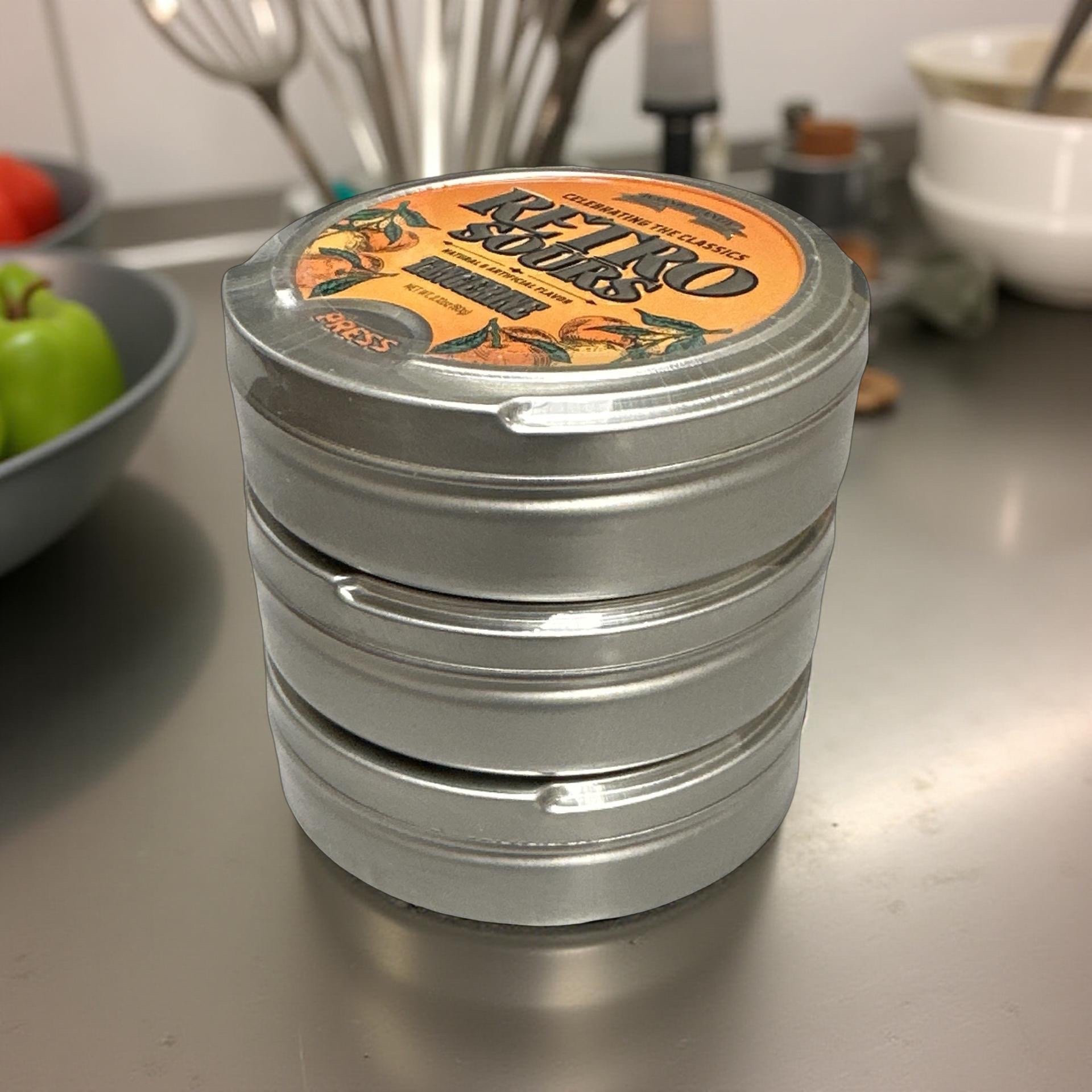 Retro Sours Tin Can Classic Sucking Candy, Tangerine, 3 Cans 4