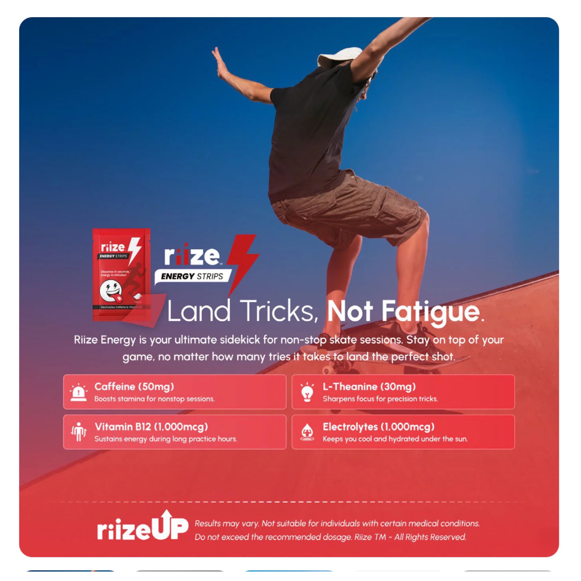 Riize Energy Quick Dissolving Strips, Vitamin Supplement With Electrolytes, Caffeine and Vitamin B12, 3 Per Pack 5