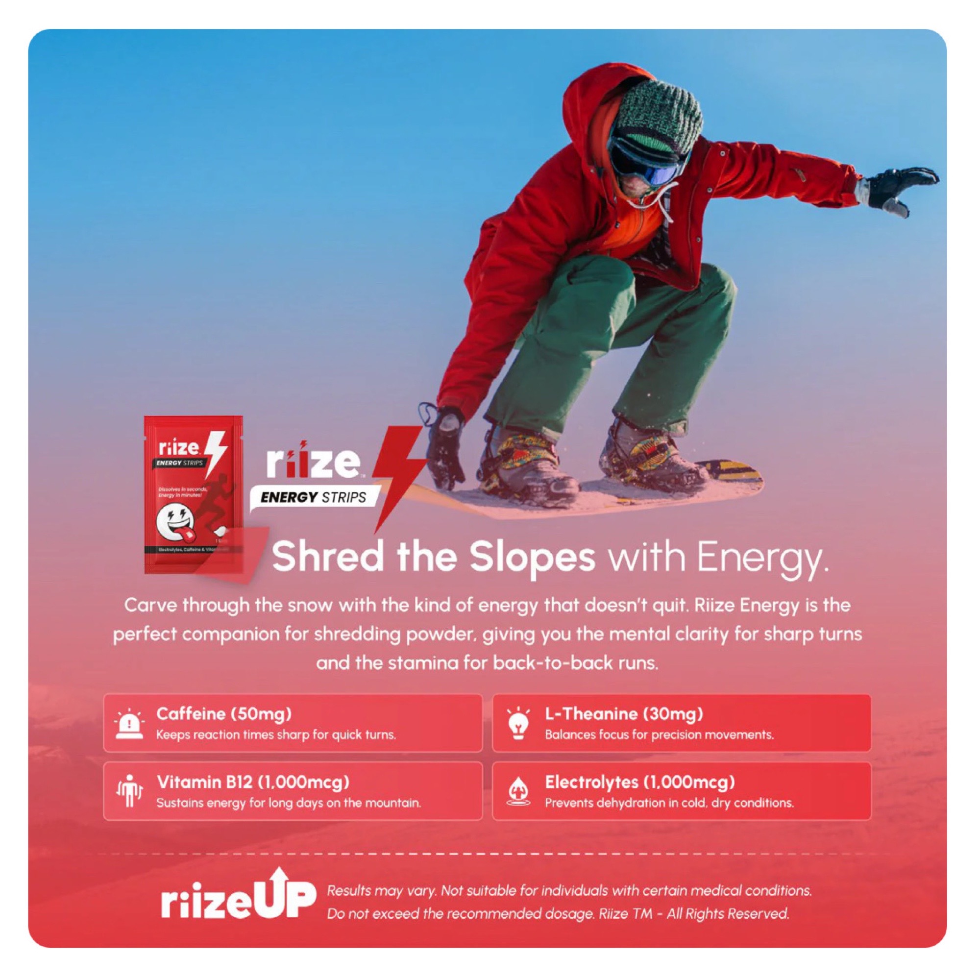Riize Energy Quick Dissolving Strips, Vitamin Supplement With Electrolytes, Caffeine and Vitamin B12, 3 Per Pack 6