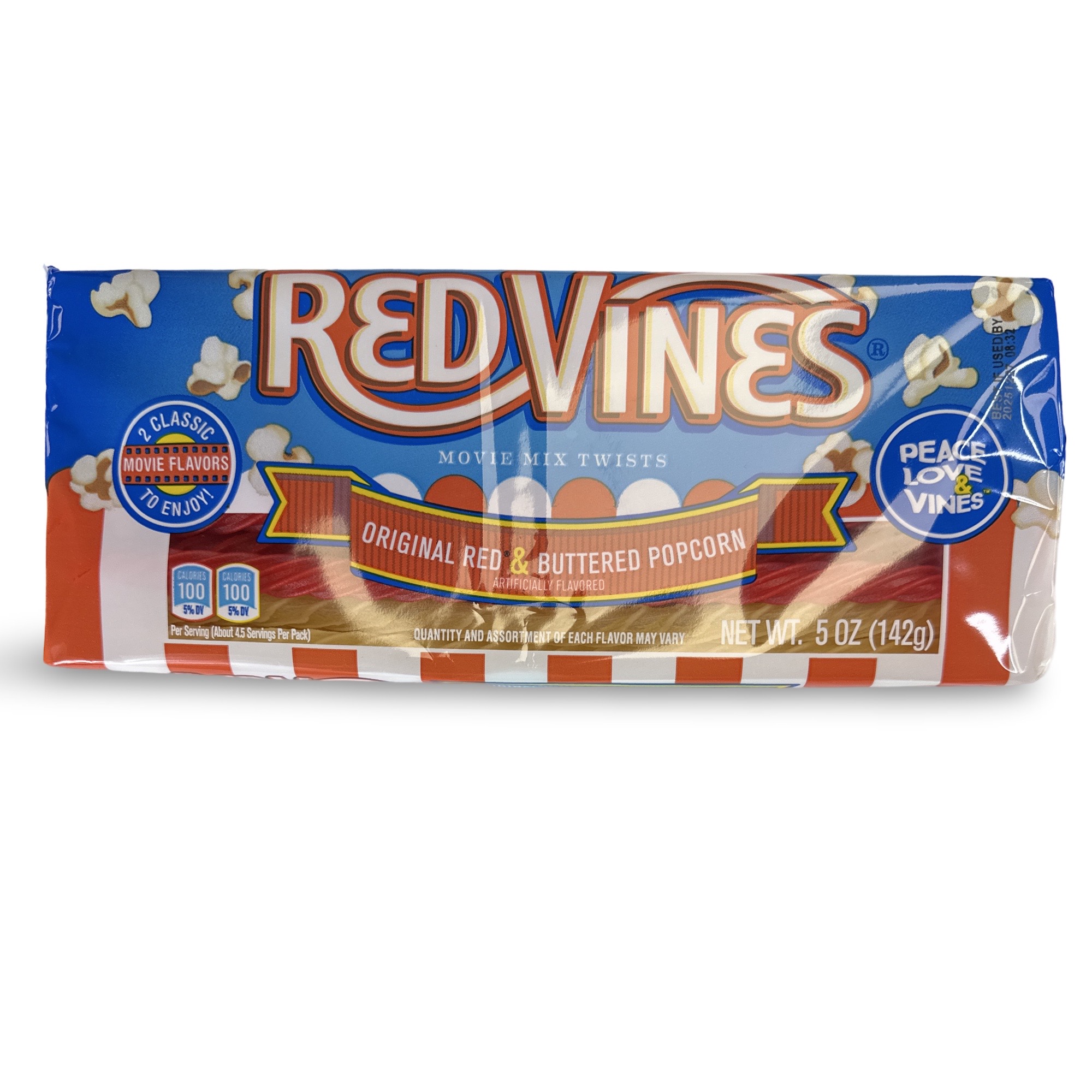 Red Vines Buttered Popcorn & Original Red Twists, 2x Full Size 5 oz. Packs 2