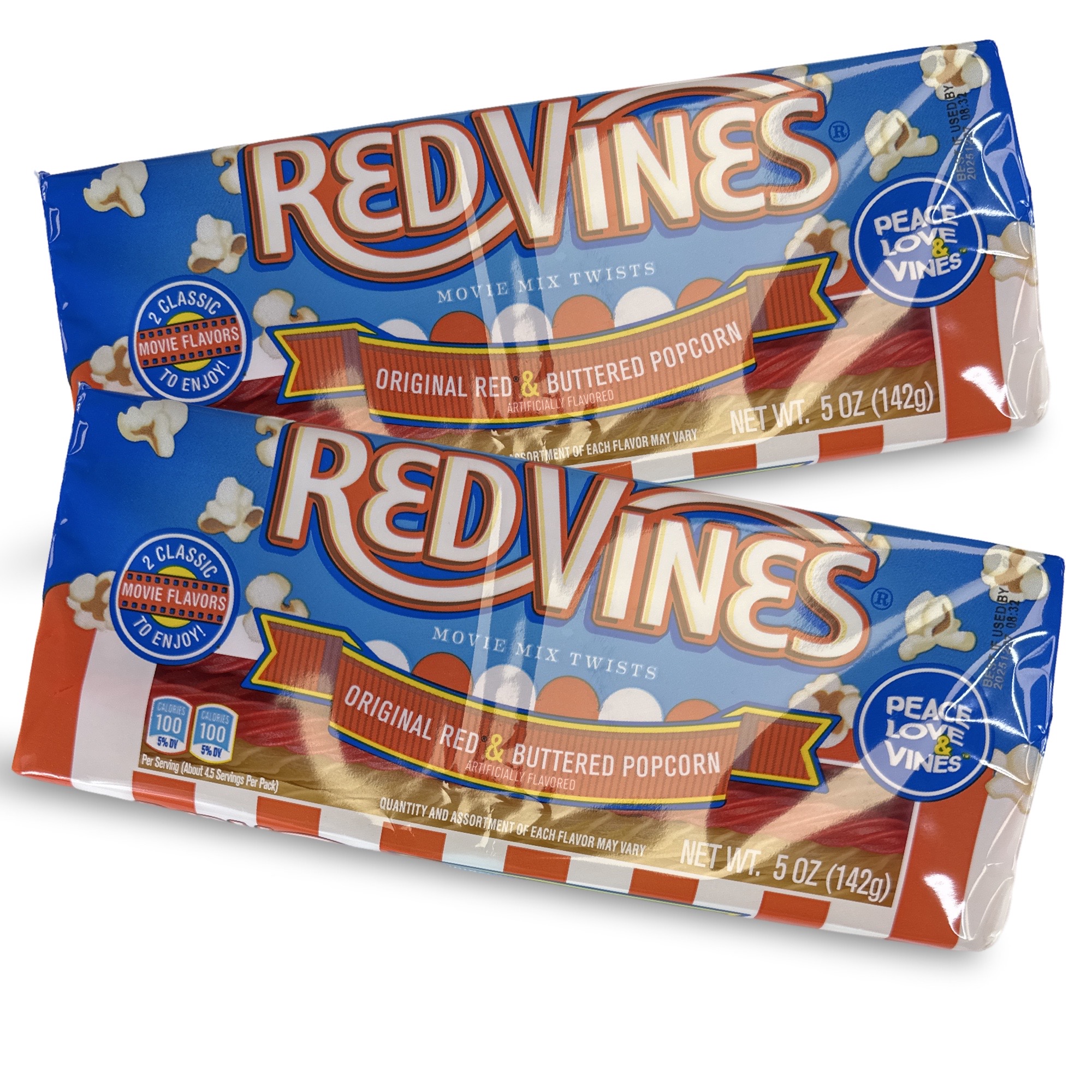 Red Vines Buttered Popcorn & Original Red Twists Case, 5 Ounce, 9 Trays