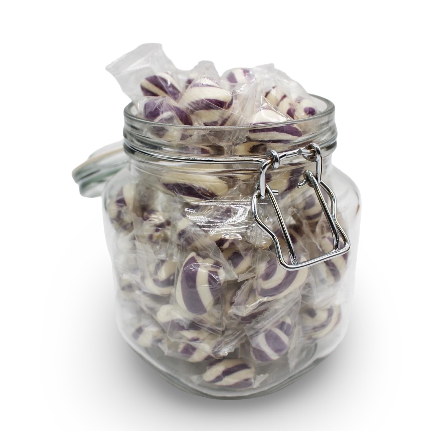 Purple & White Cylinder Shaped Grape Mint Candy Twists - 1 lbs. 2