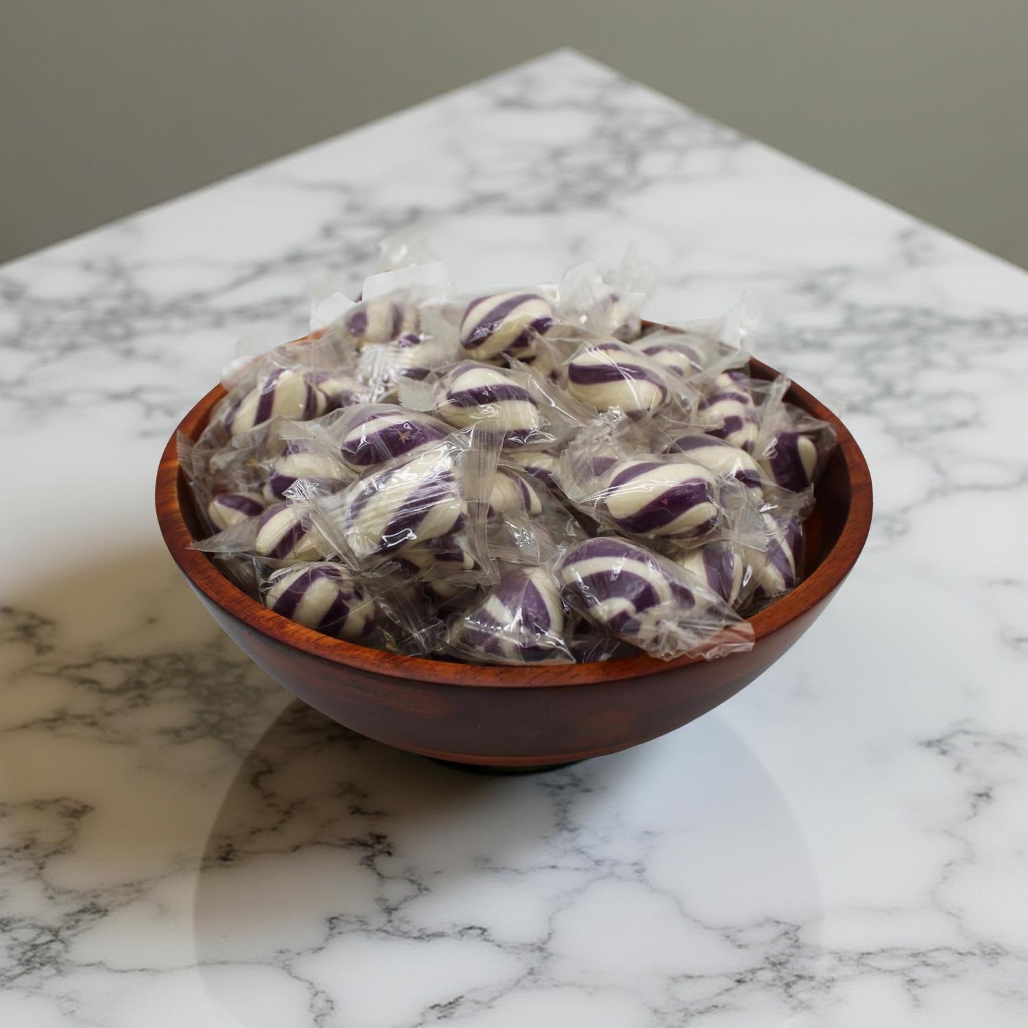 Purple & White Cylinder Shaped Grape Mint Candy Twists - 1 lbs. 6