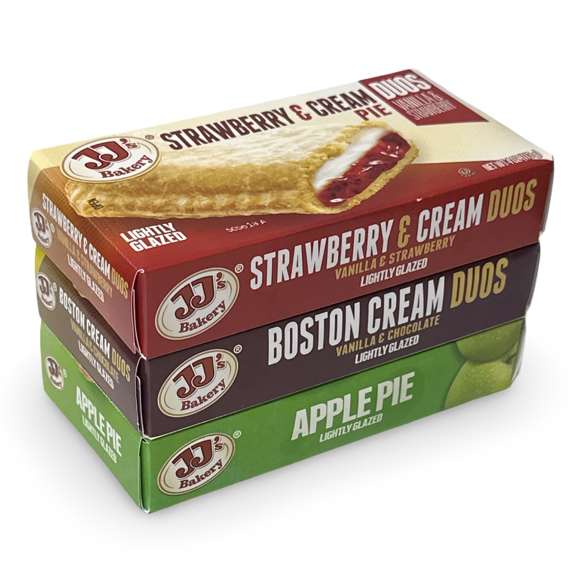 JJ's Bakery Pies Variety Pack (Strawberry Cream / Apple / Boston Cream) | 12 Count