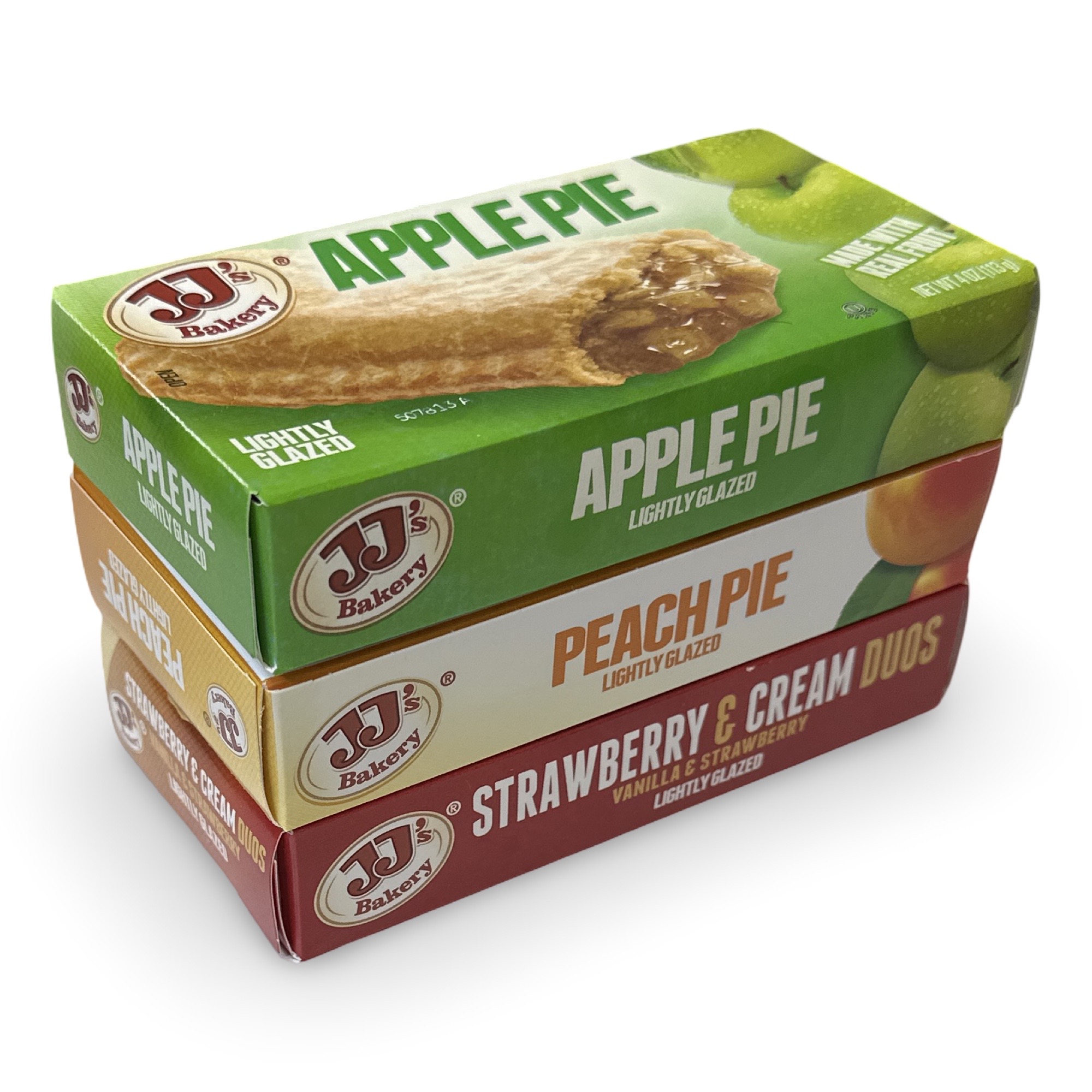 JJ's Bakery Pies Variety Pack (Peach / Apple / Strawberry Cream) | 12 Count