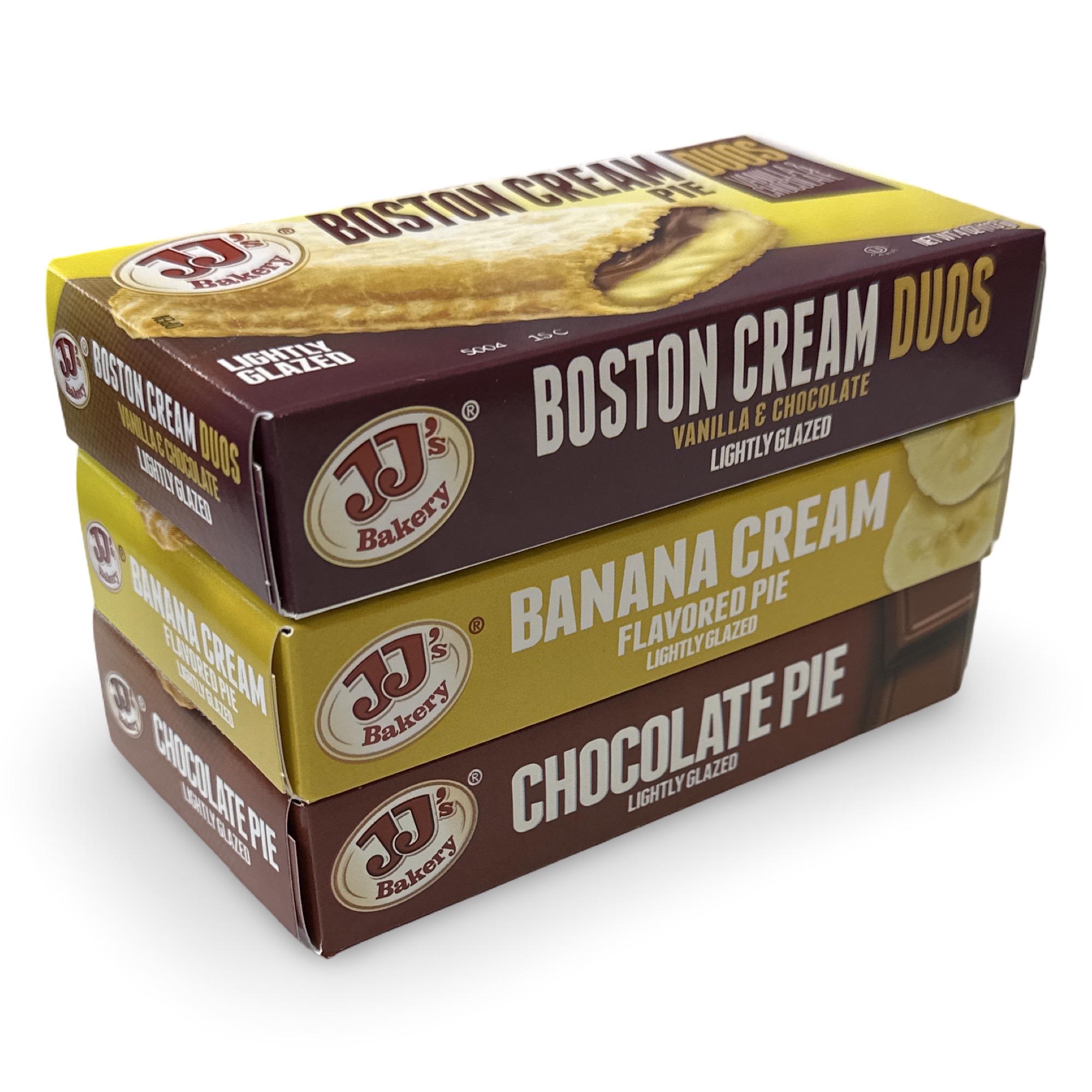 JJ's Bakery Pies Variety Pack (Boston Cream / Chocolate / Banana) | 12 Count