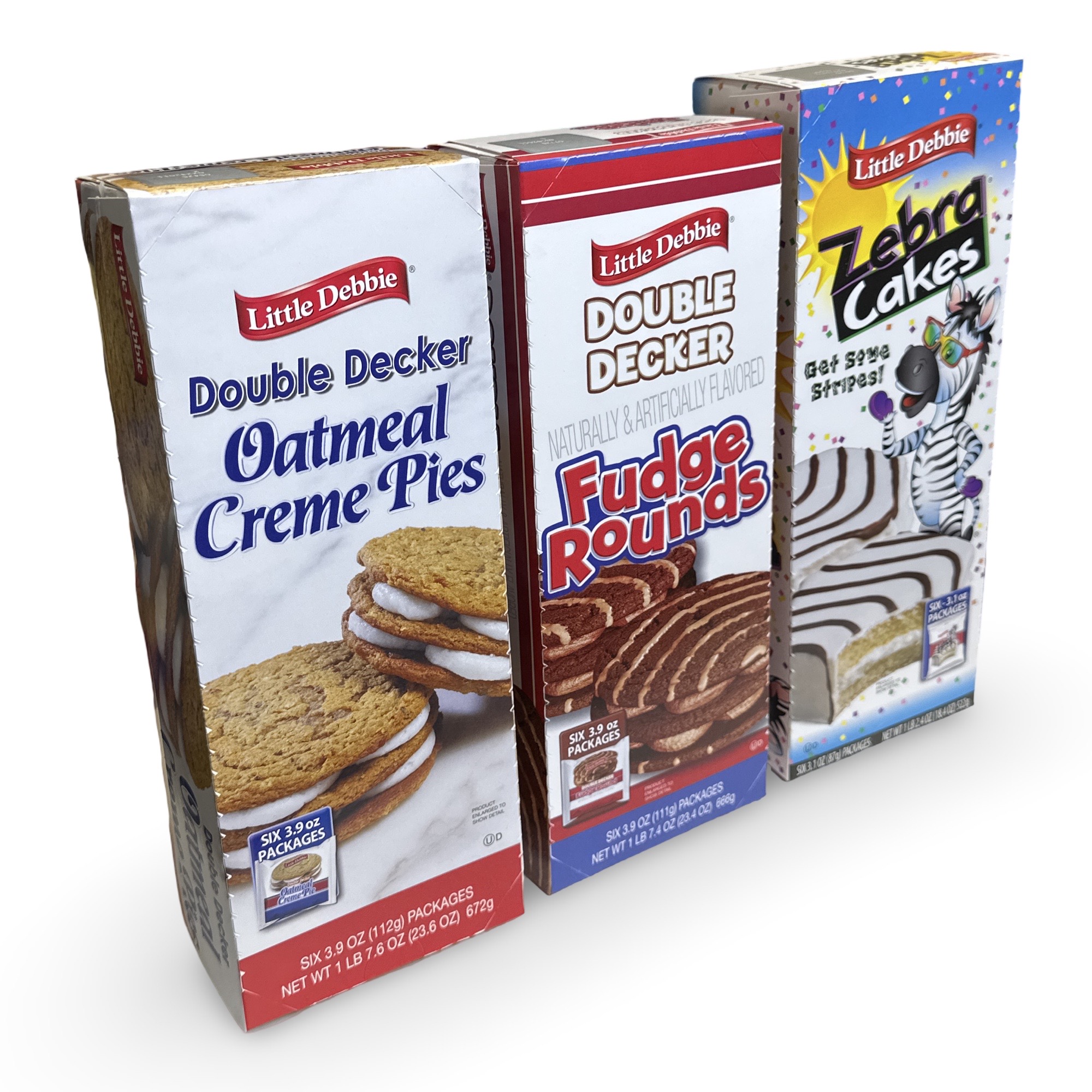 Little Debbie Mega Sized Cakes Combo Packs | Includes: Oatmeal Double Decker Rounds / Fudge Double Decker Rounds / Zebra Black & White Cakes | 18 Total 2