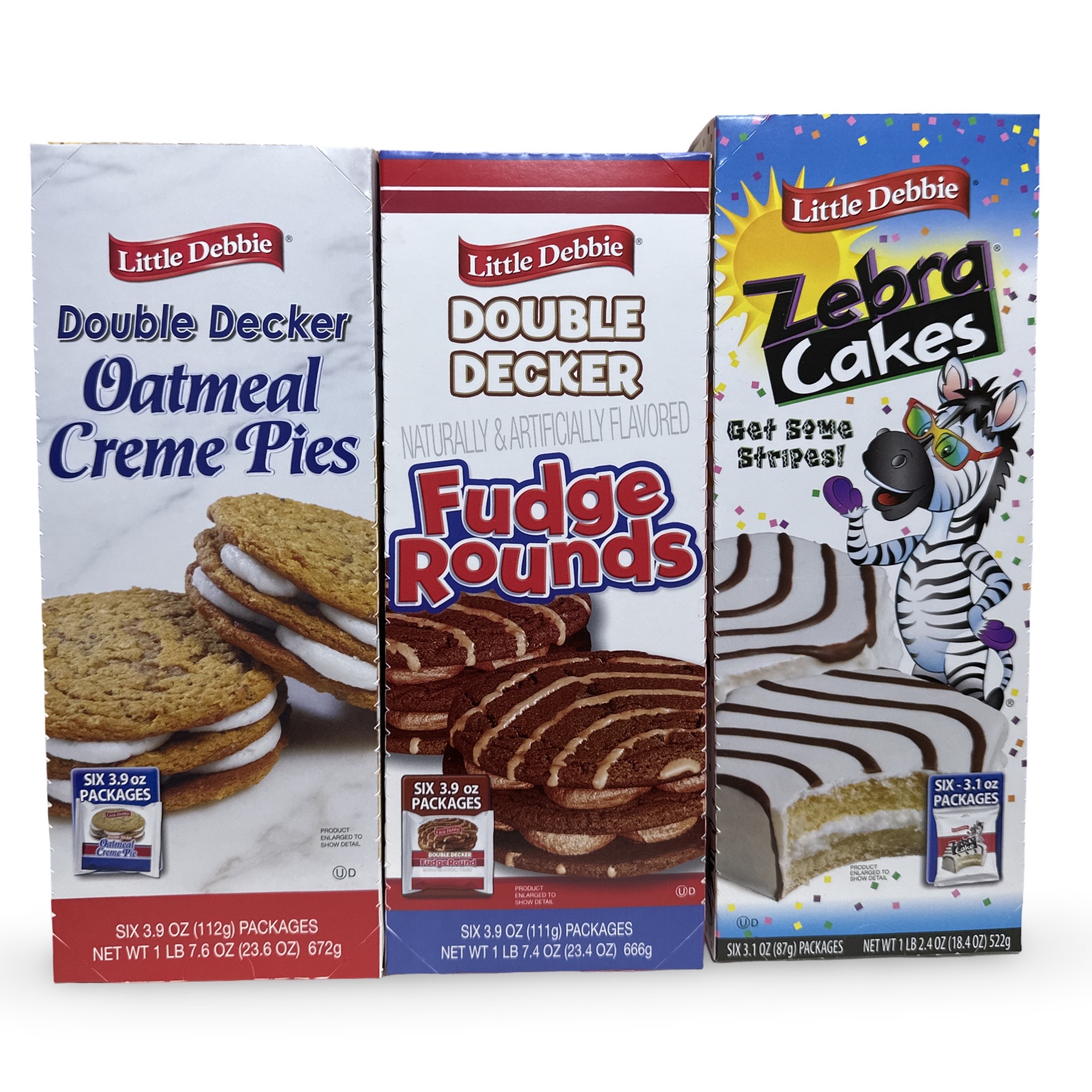 Little Debbie Mega Sized Cakes Combo Packs | Includes: Oatmeal Double Decker Rounds / Fudge Double Decker Rounds / Zebra Black & White Cakes | 18 Total 4