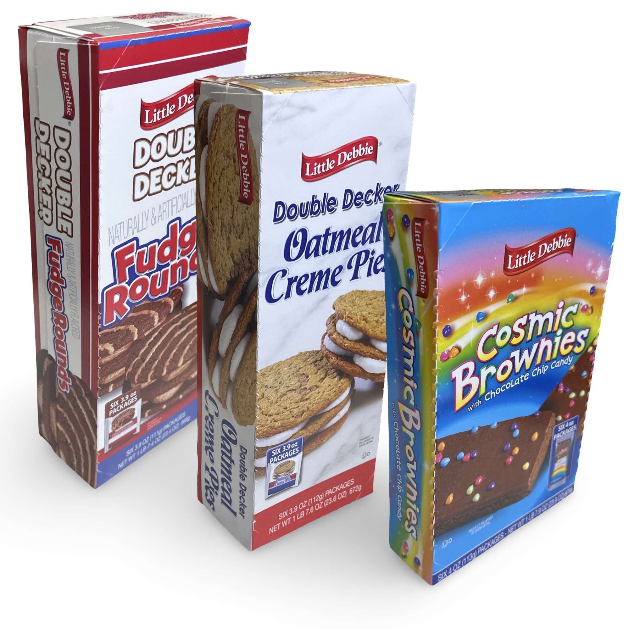 Little Debbie Mega Sized Cakes Combo Packs | Cosmic Chocolate Brownies/Double Decker Fudge Rounds/Double Decker Oatmeal Rounds | 18 Total