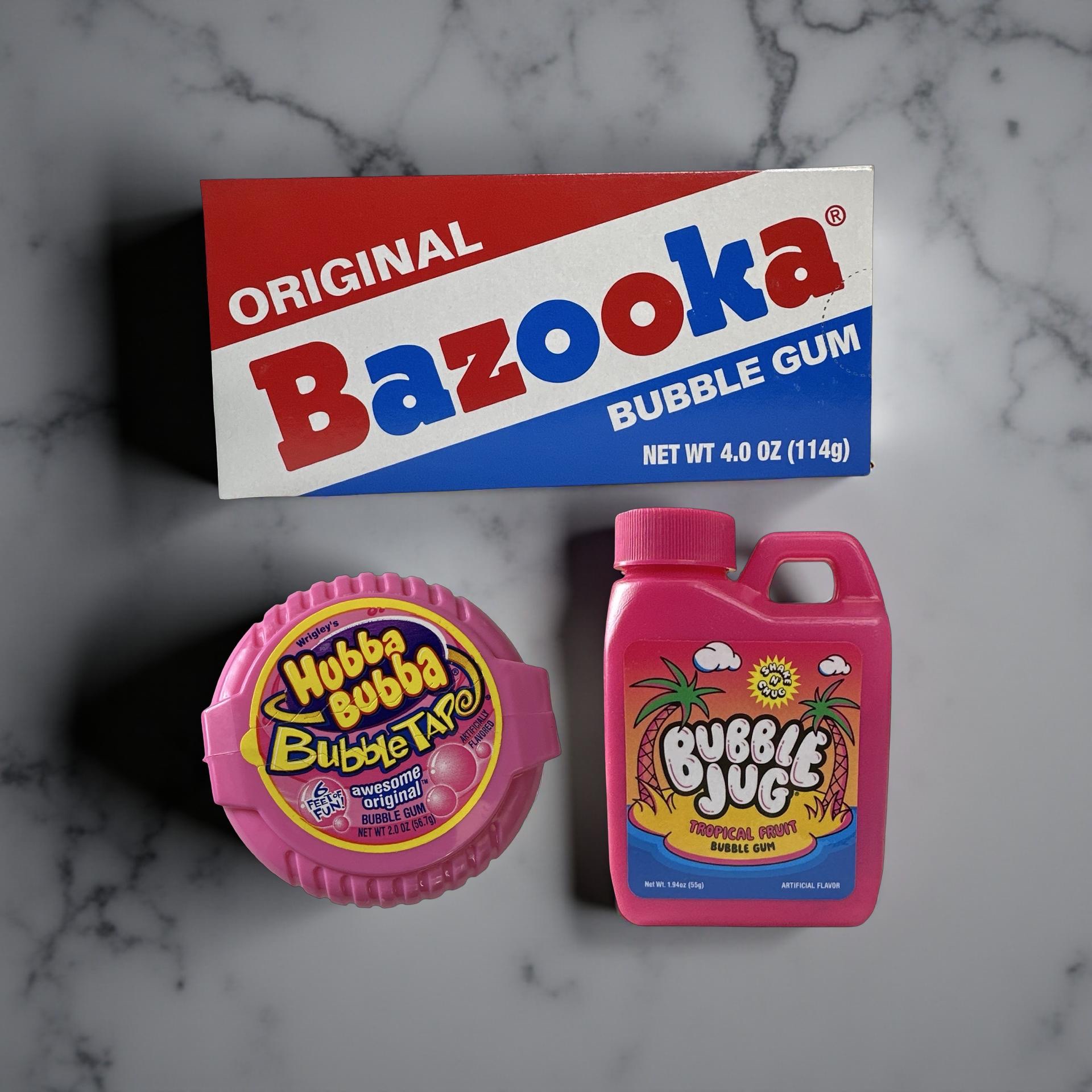 Nostalgic Bubble Gum Candy: Bazooka Bubble Gum (~19 Pieces), Bubble Tape and Bubble Jug 5