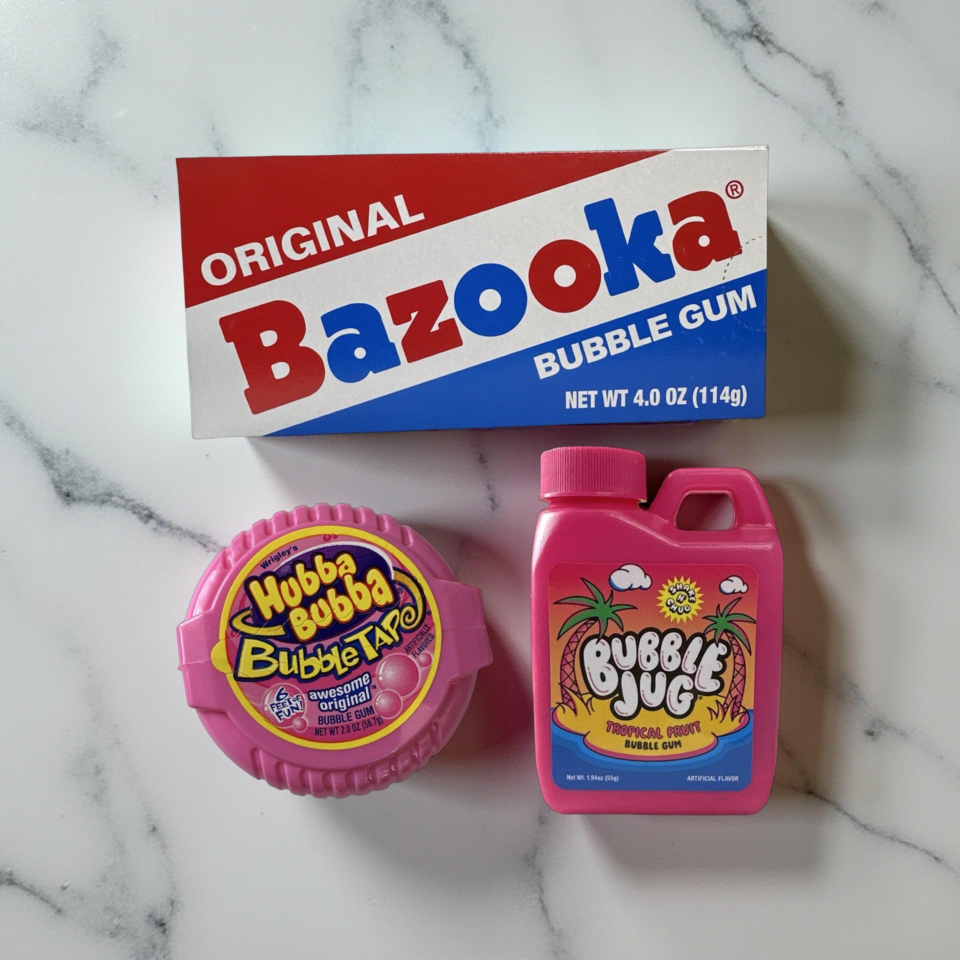 Nostalgic Bubble Gum Candy: Bazooka Bubble Gum (~19 Pieces), Bubble Tape and Bubble Jug 6
