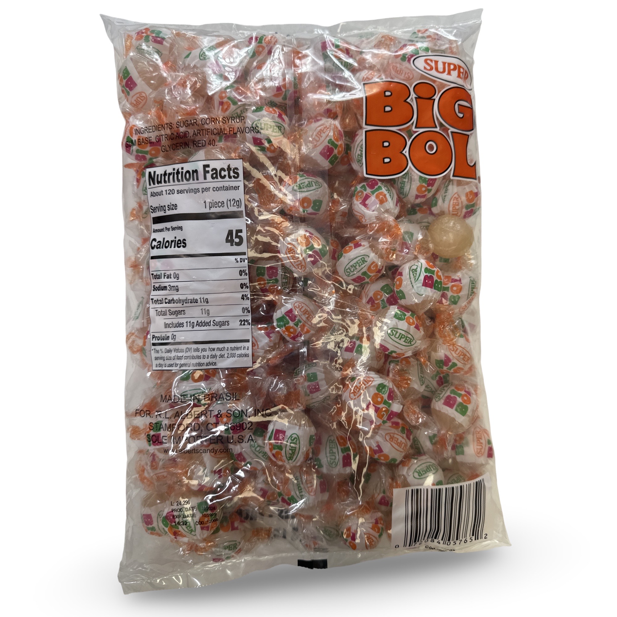Big Bol Chewy Classic Candy Bubble Gum, Over 3 lbs., 120 Count Bag 2