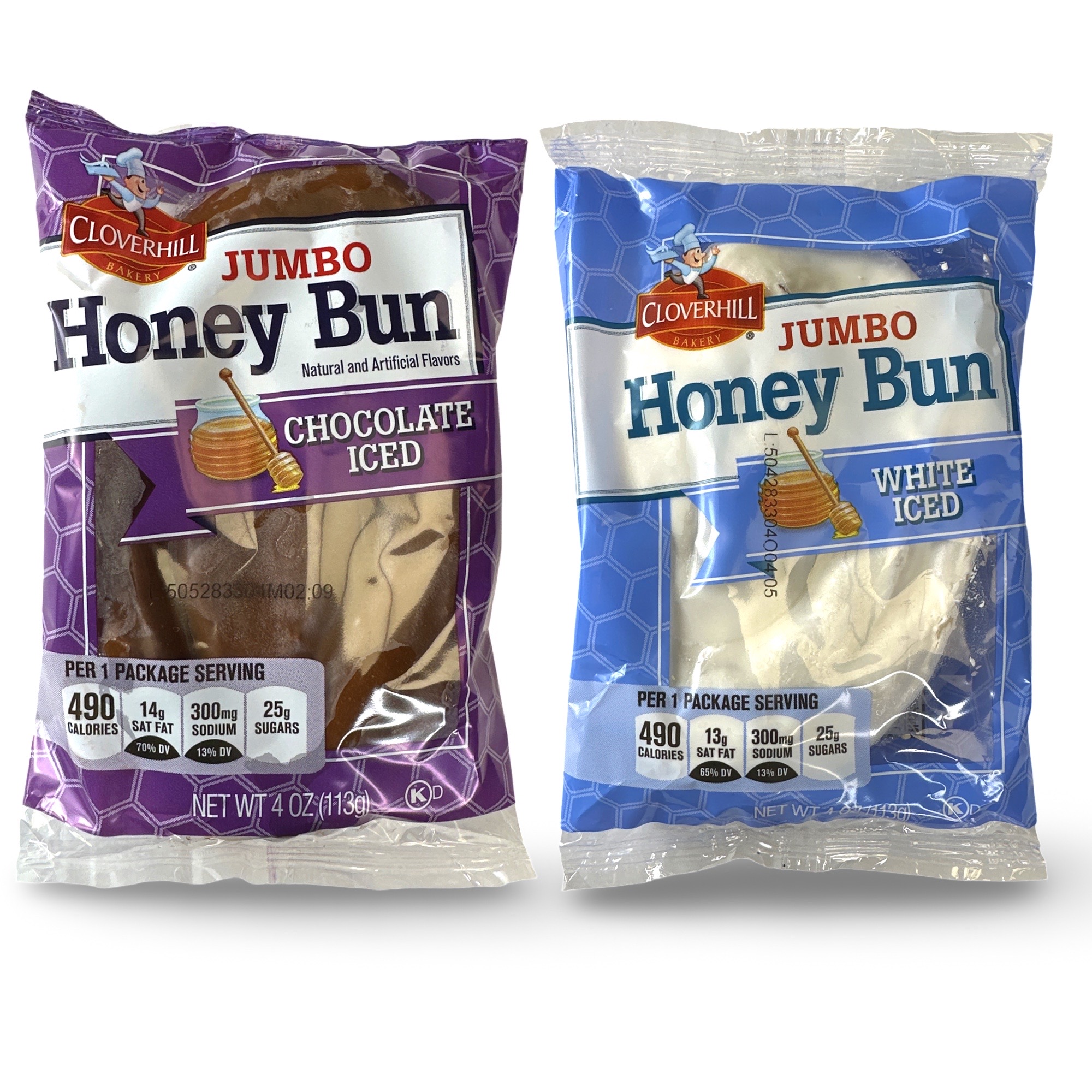 Cloverhill Jumbo White Iced & Chocolate Iced Honey Bun Combo | 12 Pack