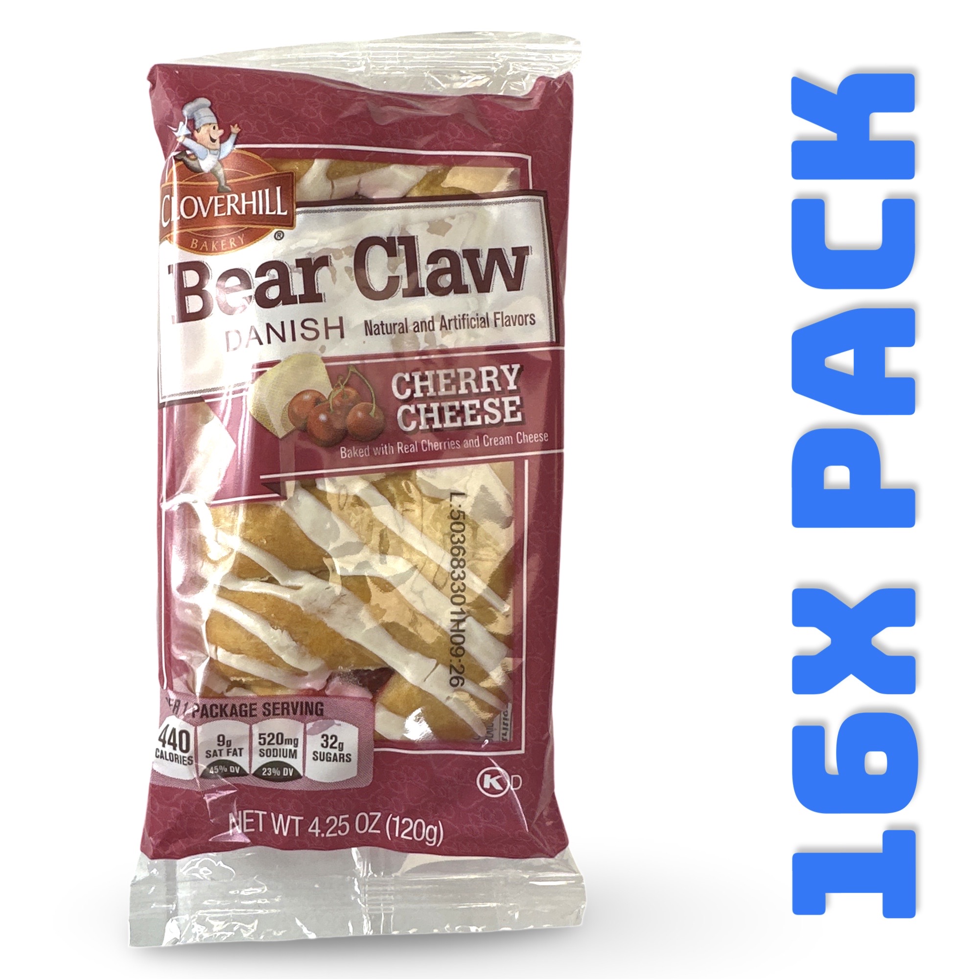 Cloverhill Cherry & Cheese Danish, 4.25 oz. ea. | 16 ct. 2