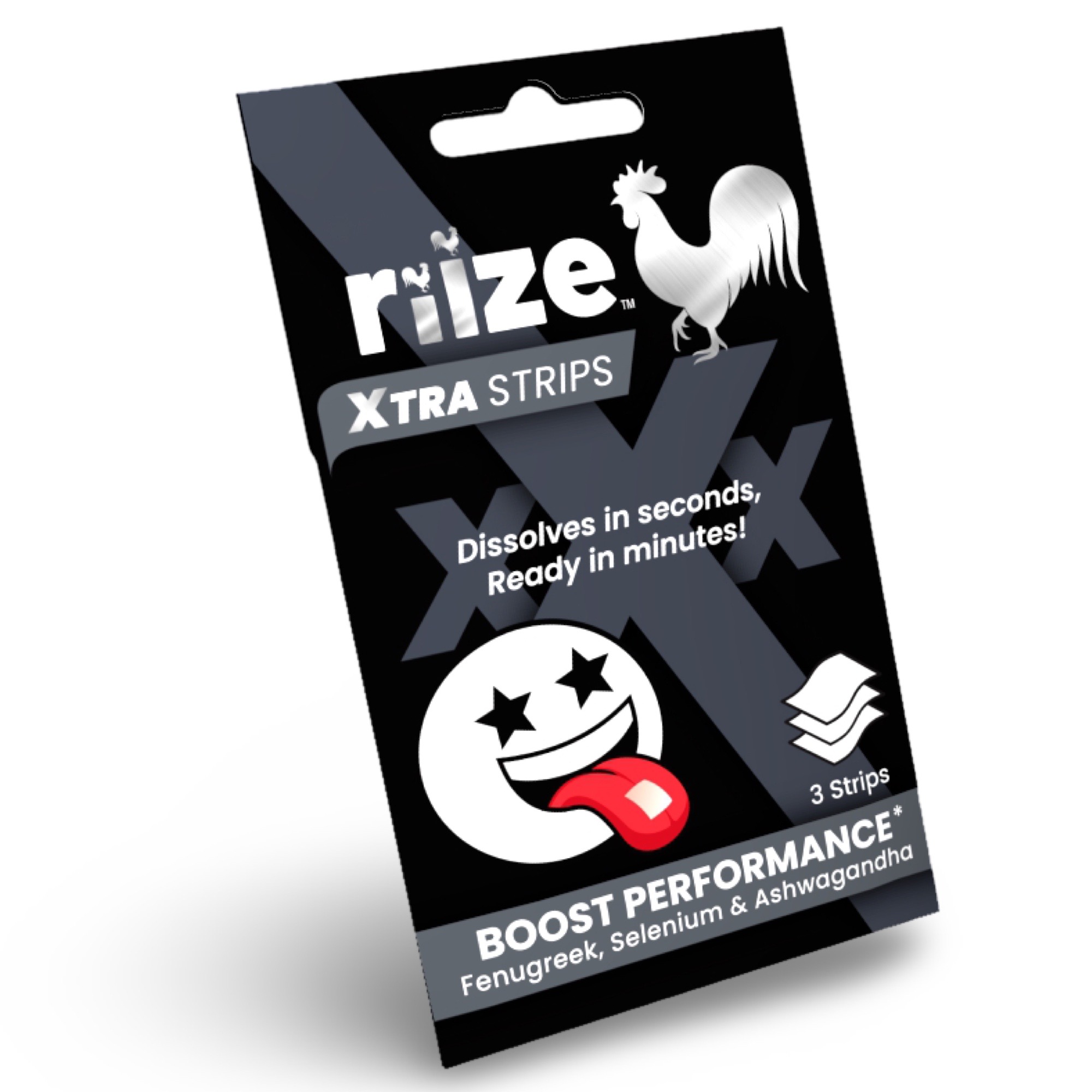 Riize Performance Boost, Quick Dissolving Strips, Supplement With Fenugreek, Ashwagandha, Selenium and Chromium, 3 Per Pack 3