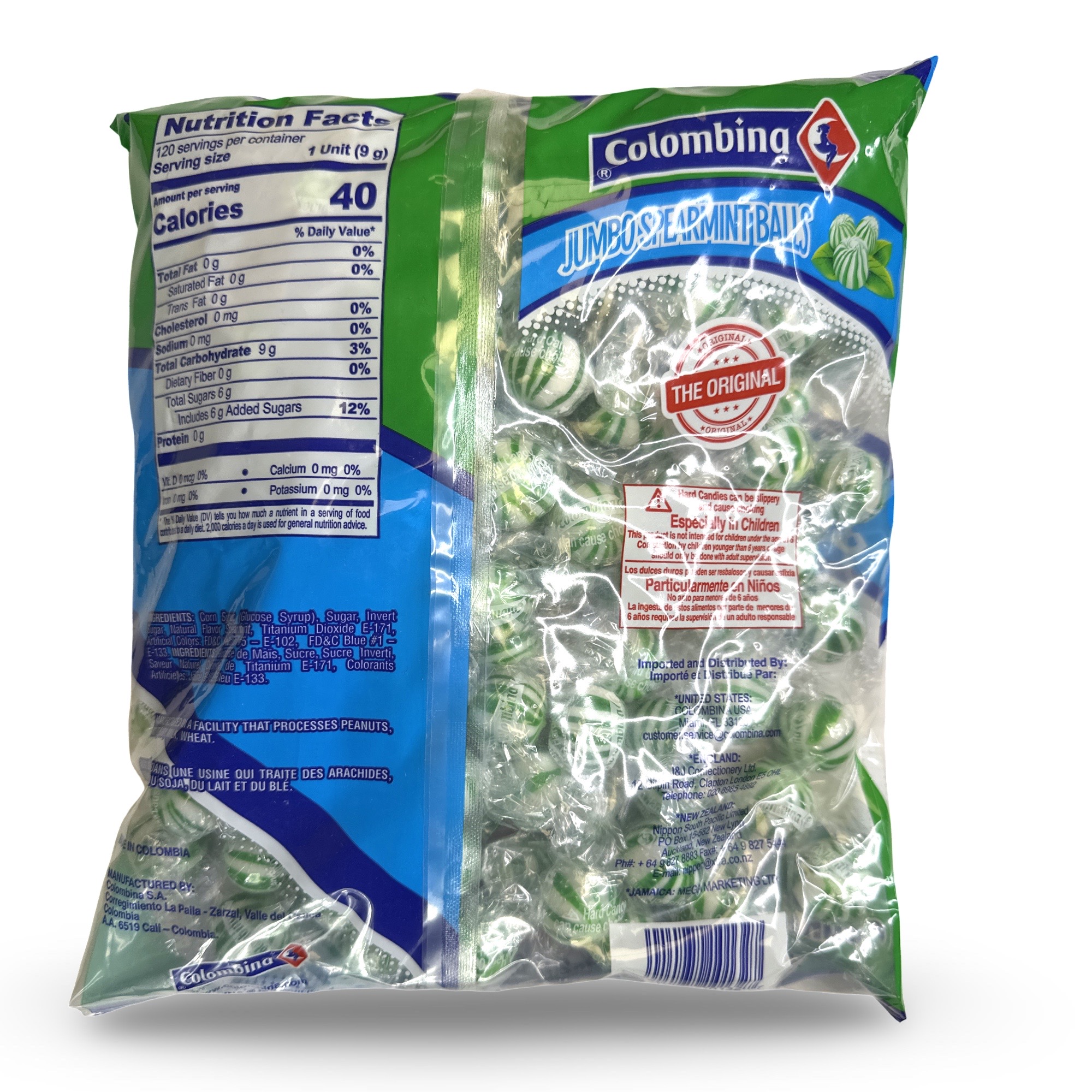 Jumbo Green Spearmint Balls Mint Candy, 120 Count Bulk Pack, 2lb 6oz 2