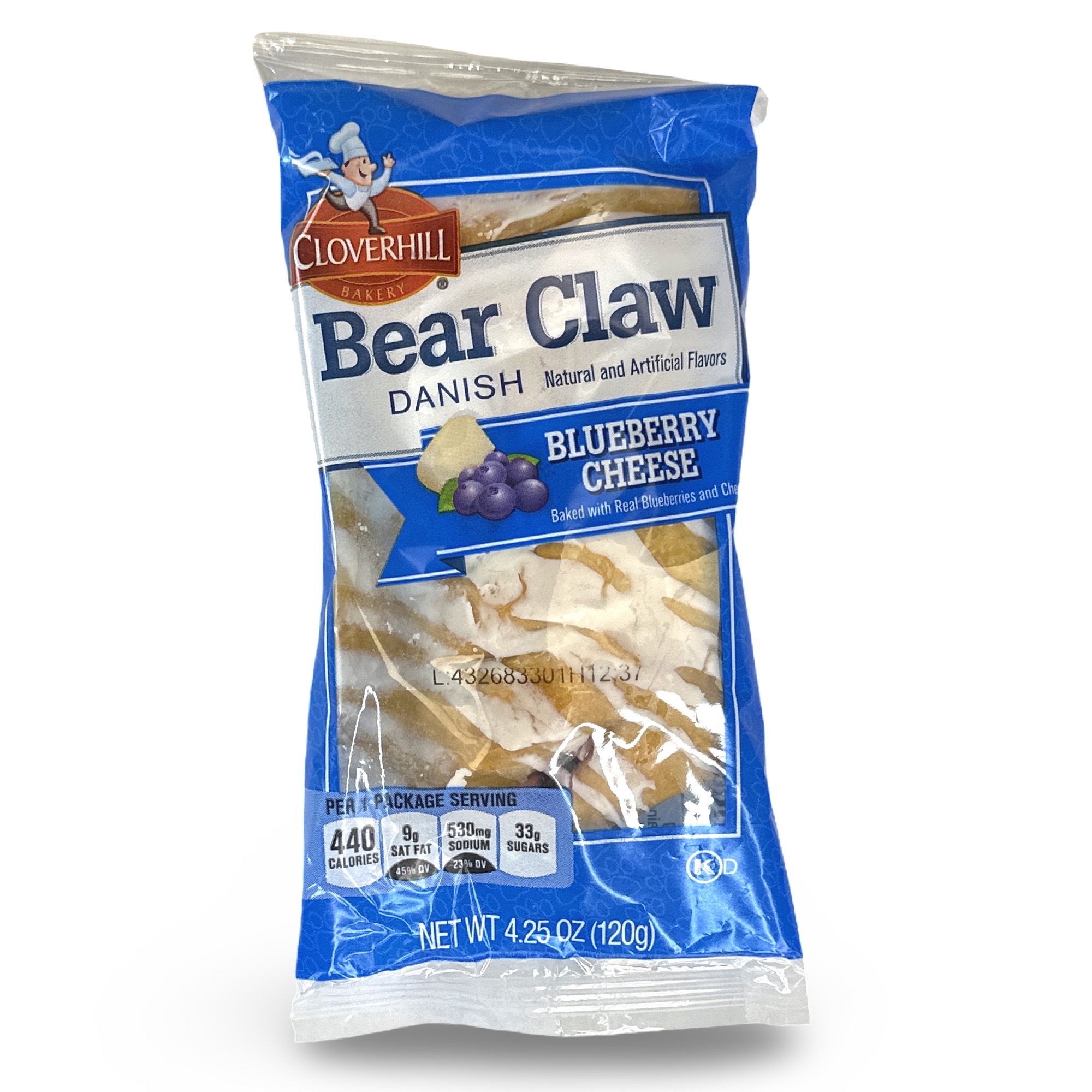 Cloverhill Bear Claws, Blueberry Cheese, Individually Packaged,  Case