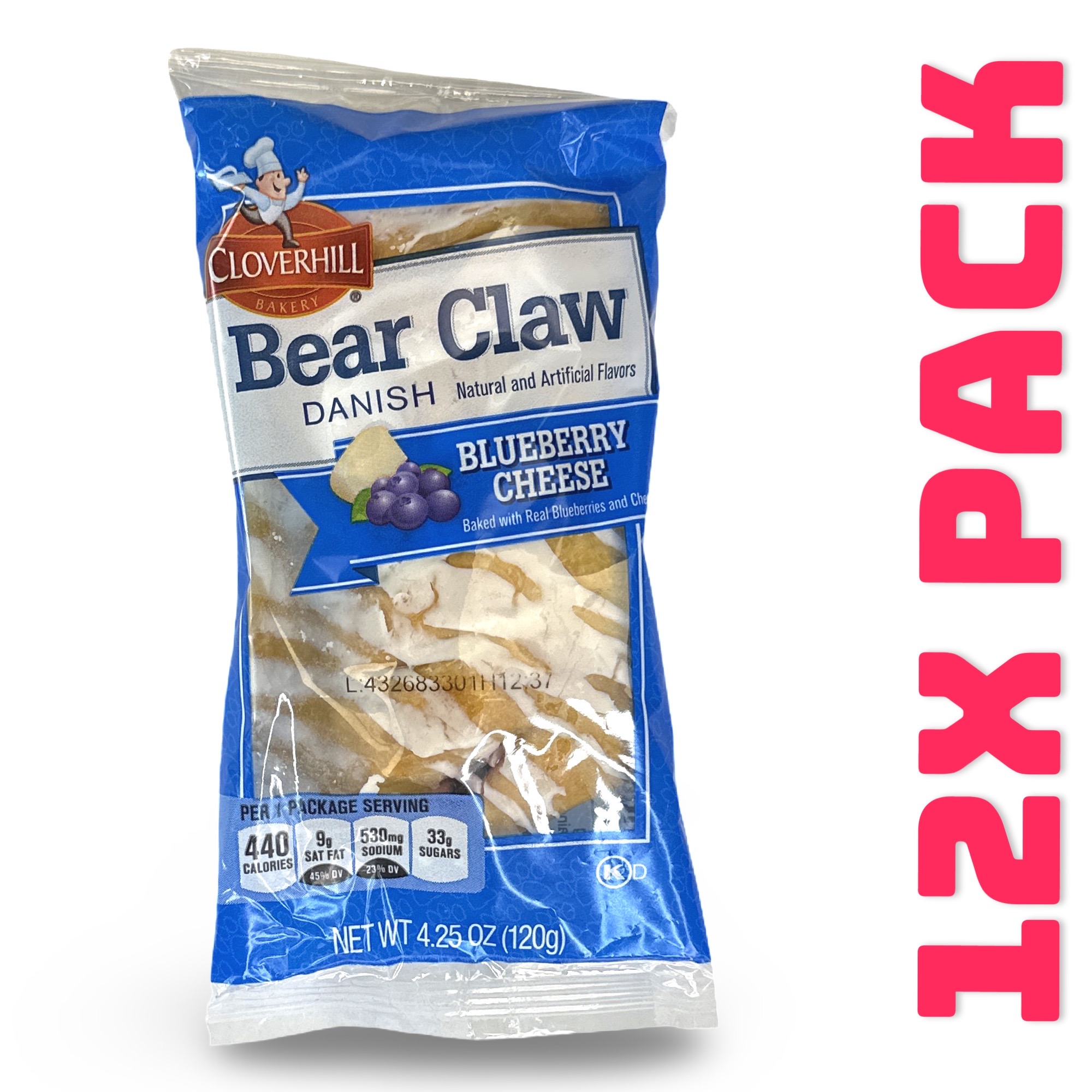 Cloverhill Bear Claws, Blueberry Cheese, Individually Packaged, Pack of 12 2