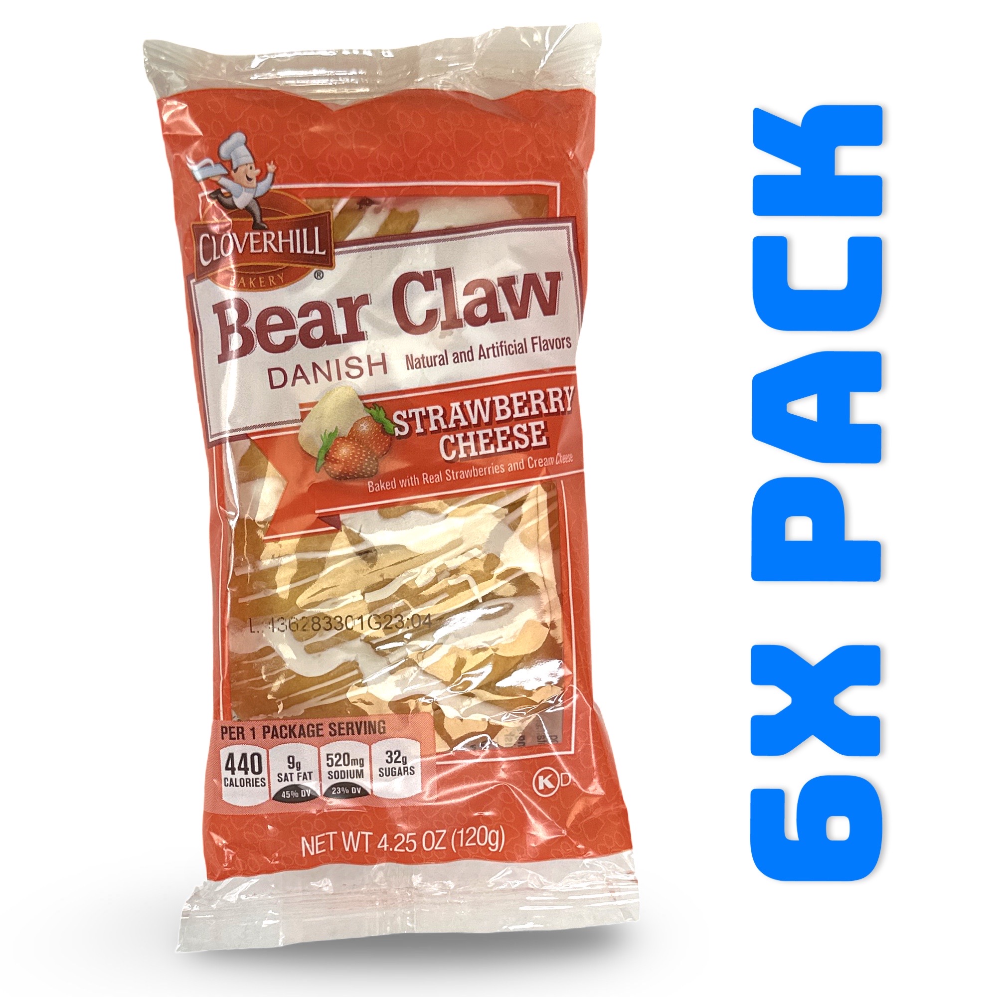 Cloverhill Bakery Bear Claw Strawberry Cheese Danish, 6 Count 2