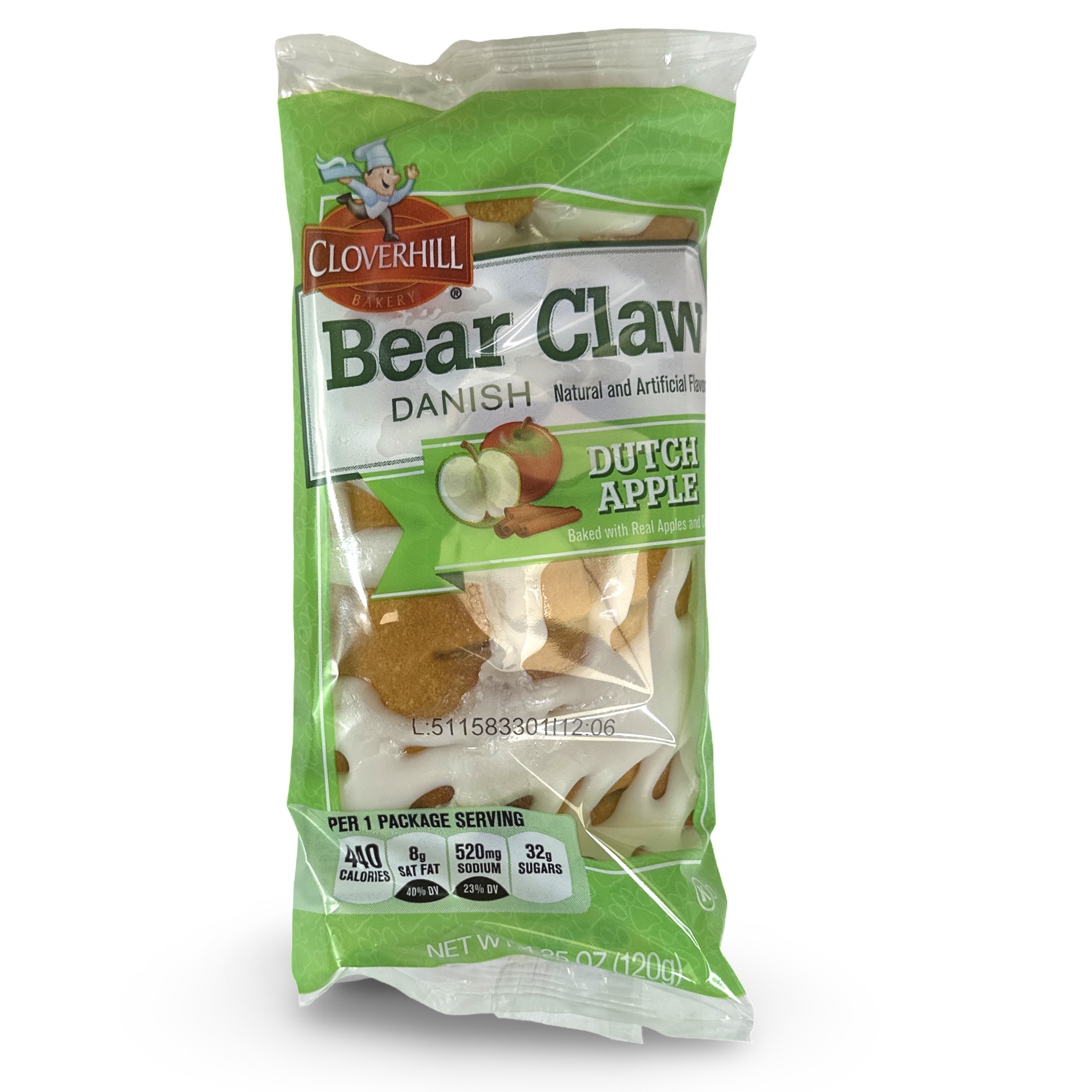 Cloverhill Bakery Bear Claw Dutch Apple Danish, 6 Count