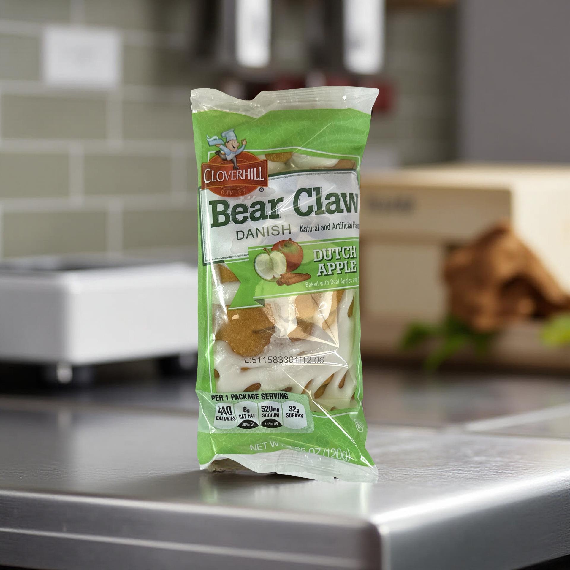Cloverhill Bear Claw Dutch Apple Danish, 4.25 Ounce -- 36 per case. 5