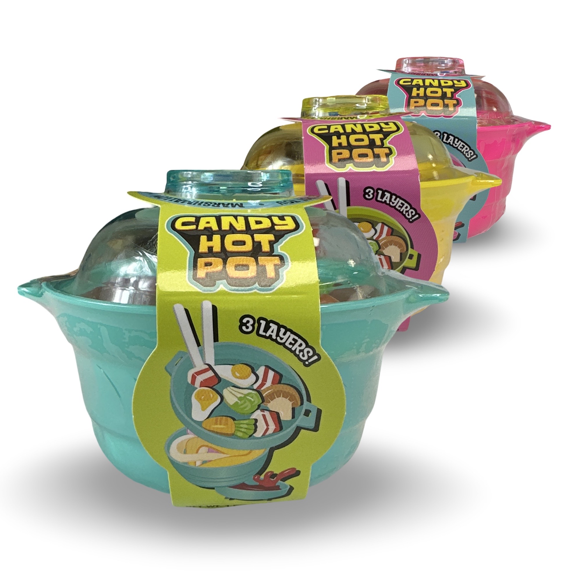 Candy Hot Pots, 3 Pack, With 3 Layers of Candy including Marshmallows, Gel, Gummies and Candy Sticks 2