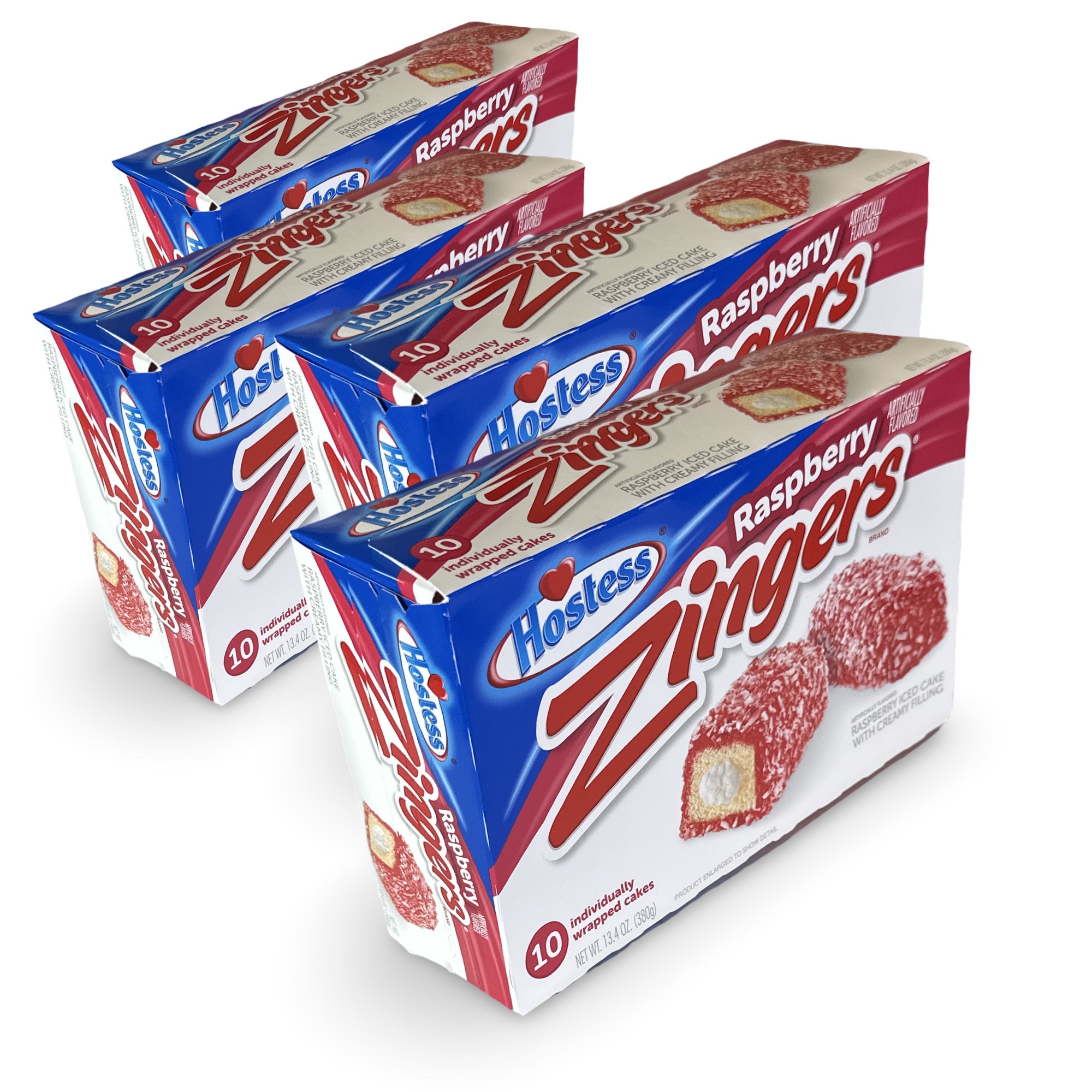 Hostess Raspberry Zingers Value Pack, 10 Individually Wrapped | 4 Box (40 Total Zingers)
