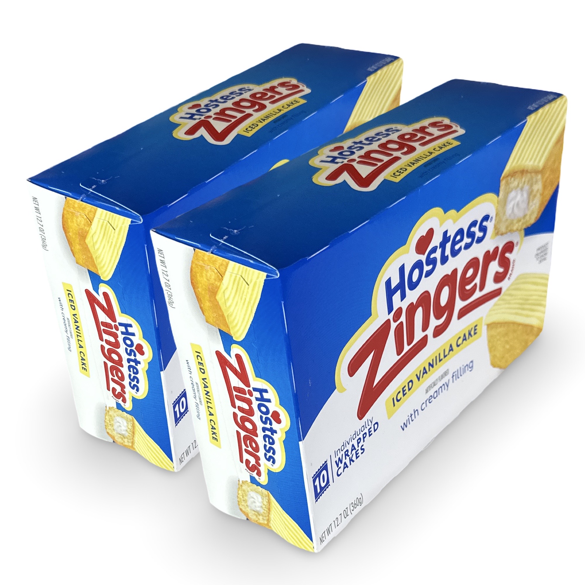 Hostess Iced Vanilla Zingers | 12.7 Ounce | 10 Count Box | Pack of 2 (20 Total Zingers)