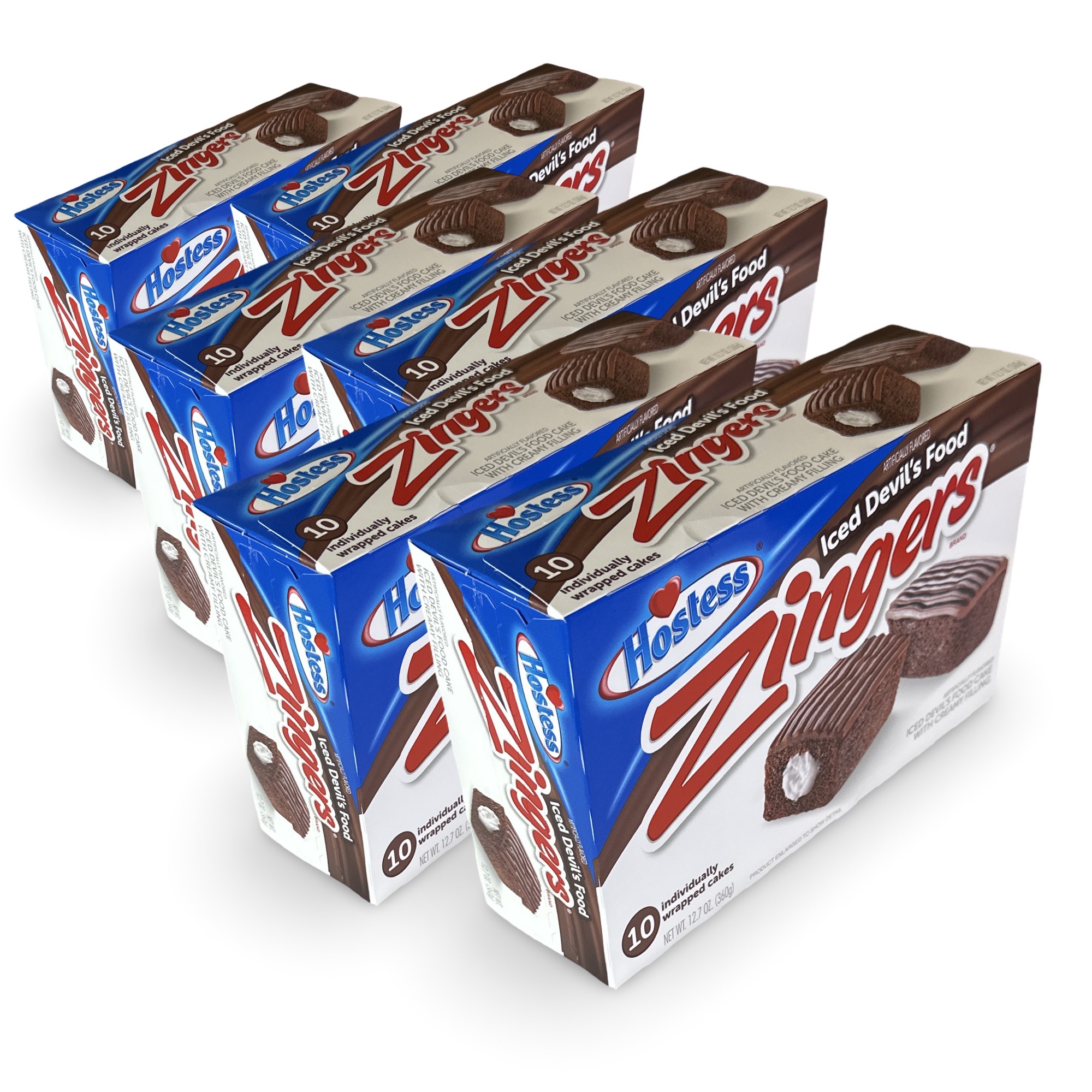 Hostess Chocolate Zingers Iced Devil's Food Cake With Creamy Filling Box of 10 | Bulk Case of 6 | 60 Total Cakes