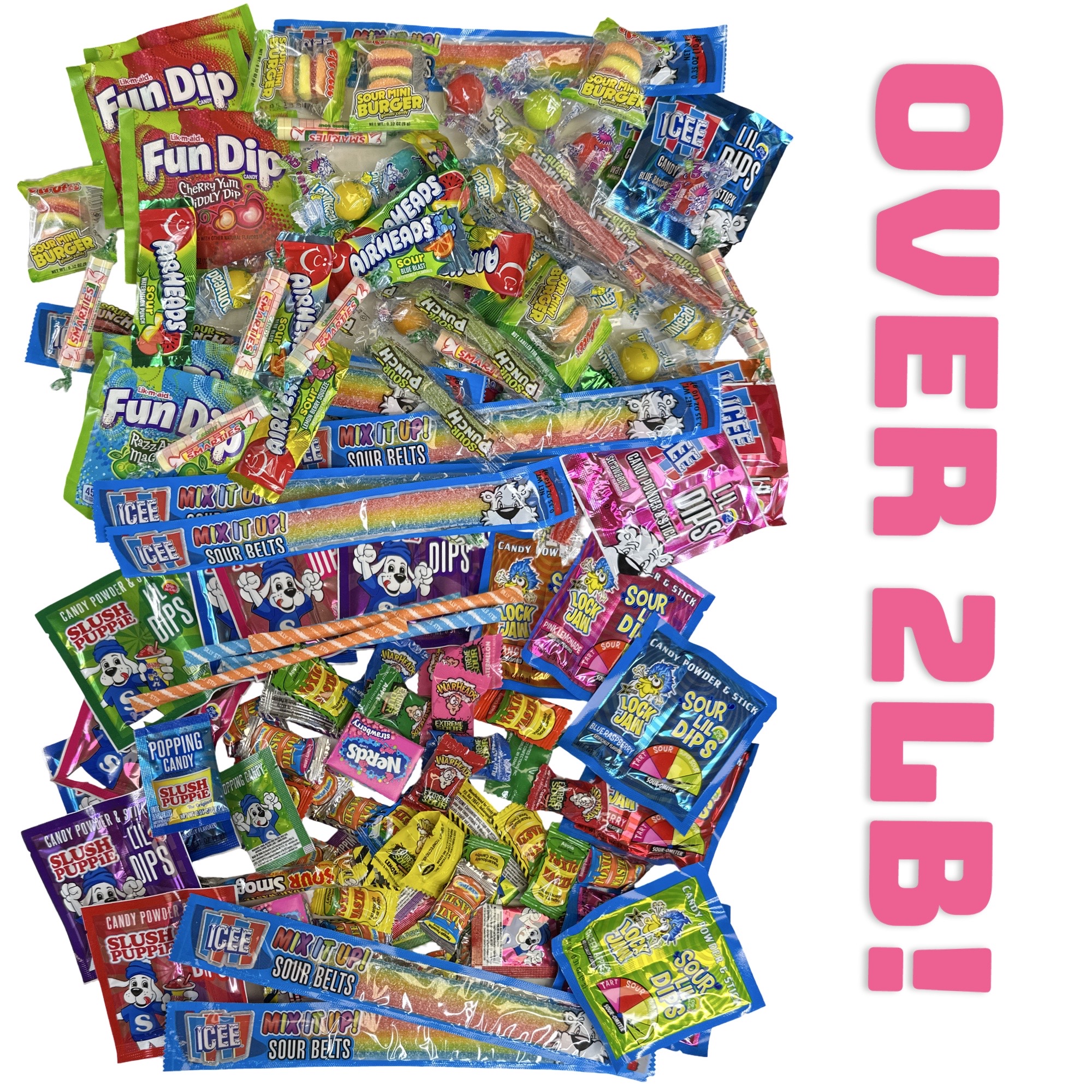 Sweet & Sour Candy Variety Sampler 2 Lb. With Lemonhead, efrutti, Icee, Fun Dip, Smarties, Airheads, Slush Puppy, Warheads, Icee, Nerds and more, 130 Pieces 2