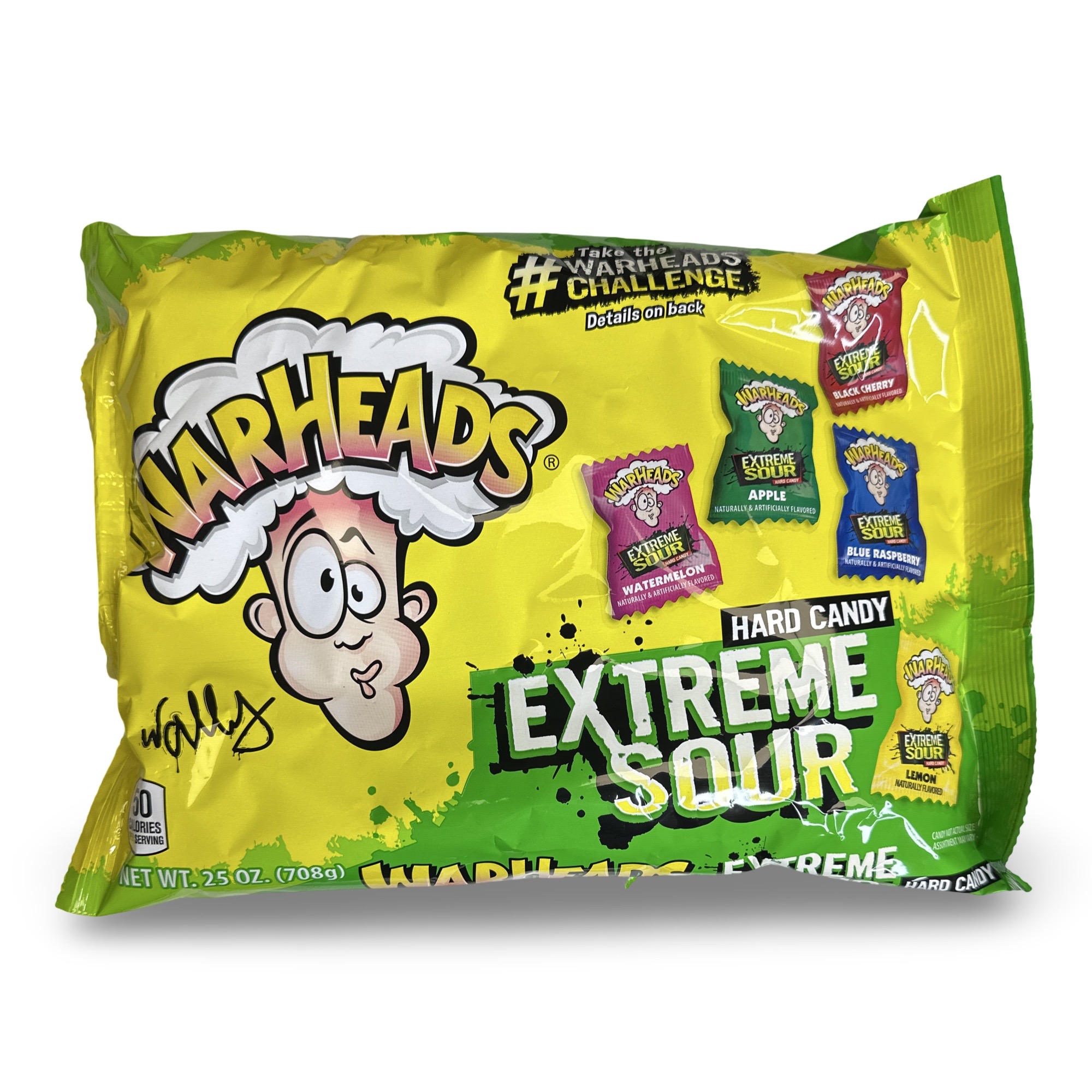 Warheads Extreme Sour Hard Candy, 25 Oz Bag Featuring Watermelon, Apple, Blue Raspberry, Lemon and Black Cherry (~175 Pieces)