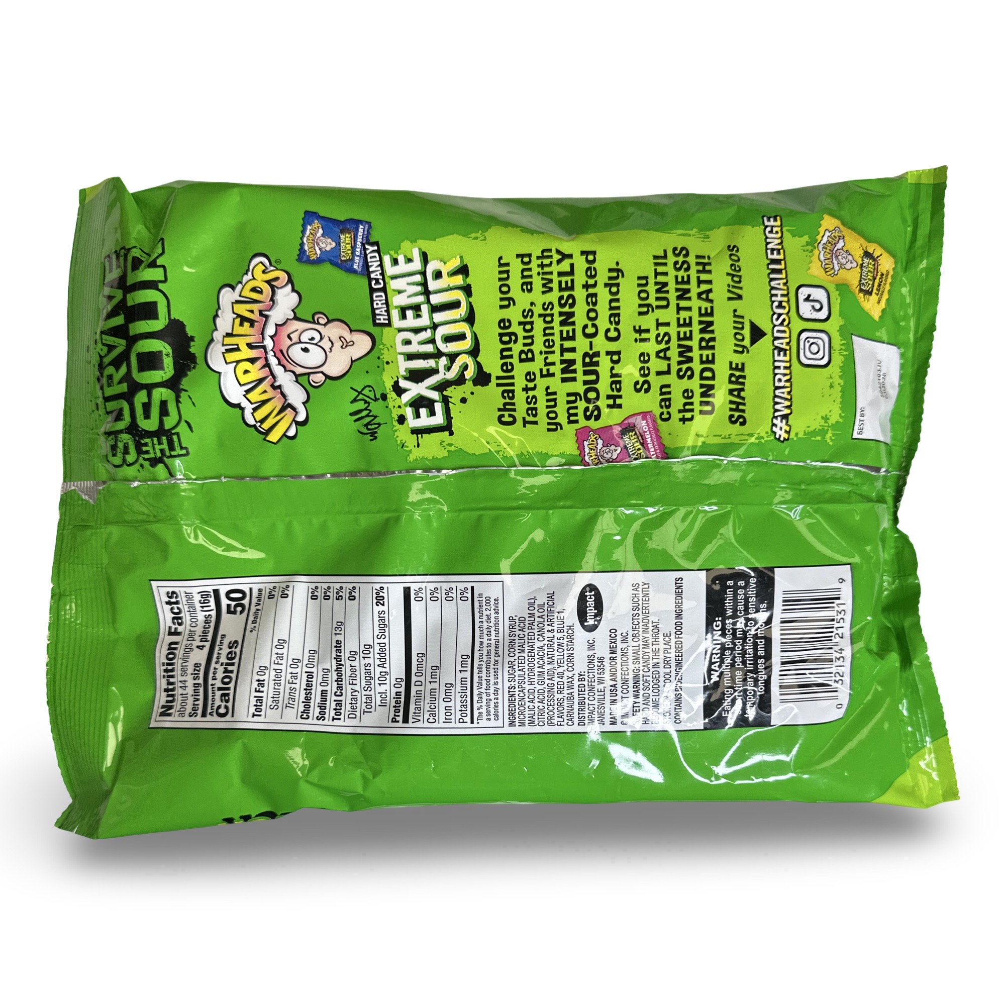 Warheads Extreme Sour Hard Candy, 25 Oz Bag Featuring Watermelon, Apple, Blue Raspberry, Lemon and Black Cherry (~175 Pieces) 2