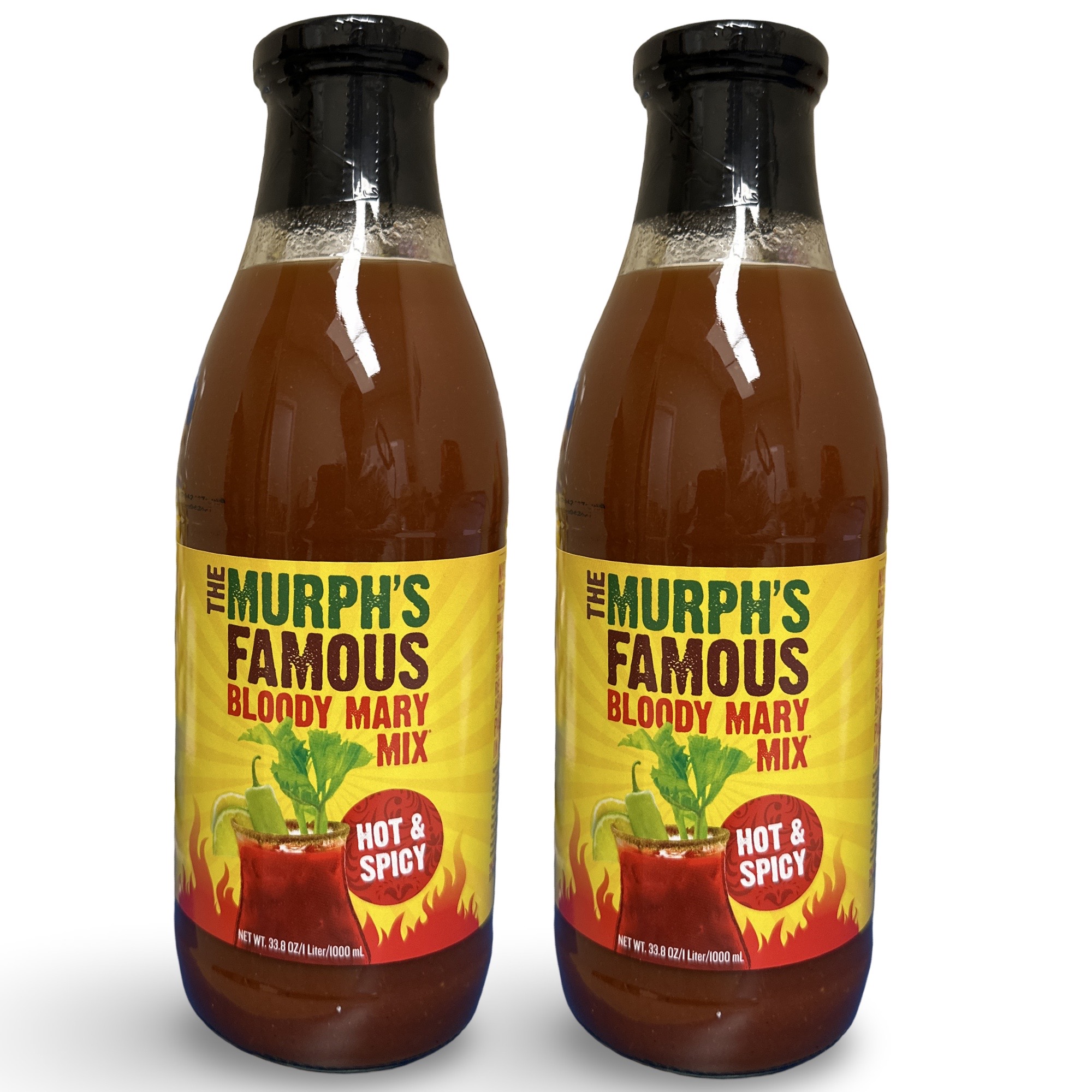 The Murph's Famous Bloody Mary Mix, Hot & Spicy 33.8 fl oz (Pack of 2)