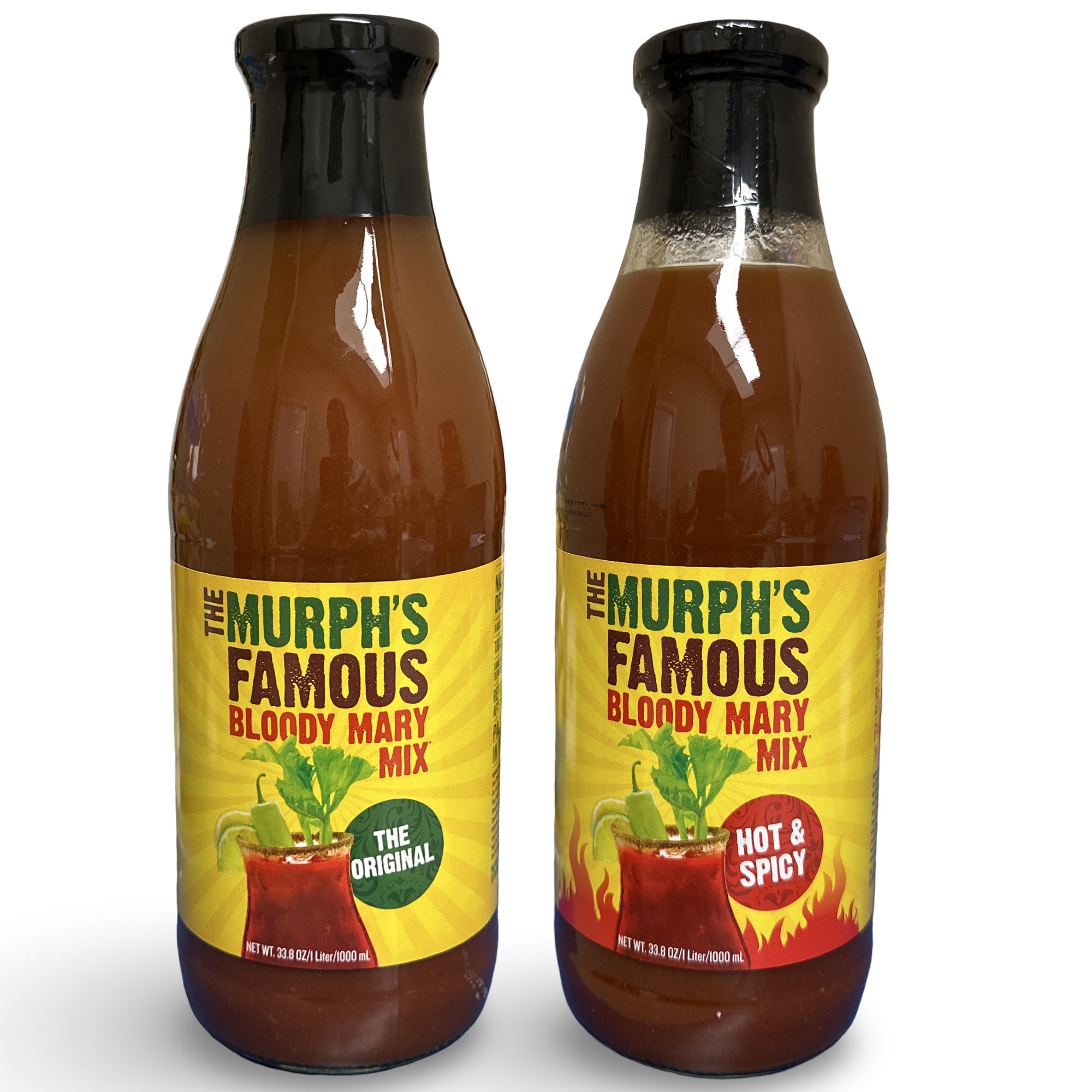The Murph's Famous Bloody Mary Mix, Hot & Spicy and Original, Mix & Match, 33.8 fl oz (Pack of 2)