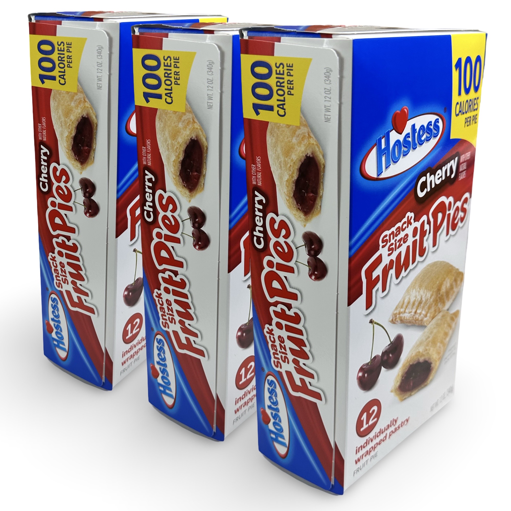 Hostess Snack Size 100 Calorie Mini Fruit Pies | 12 Count Box | Cherry | Pack of 3