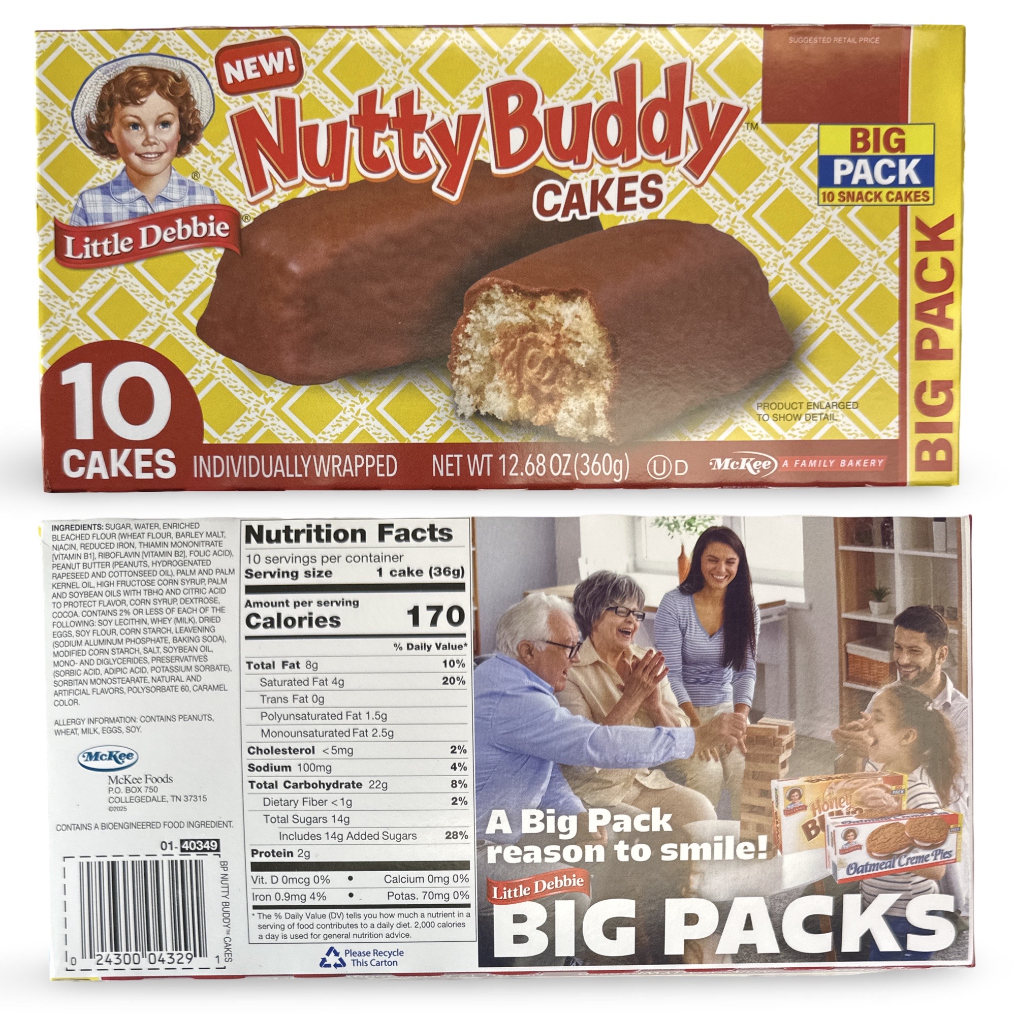 Little Debbie Nutty Buddy Peanut Butter Cakes, Family Pack 2
