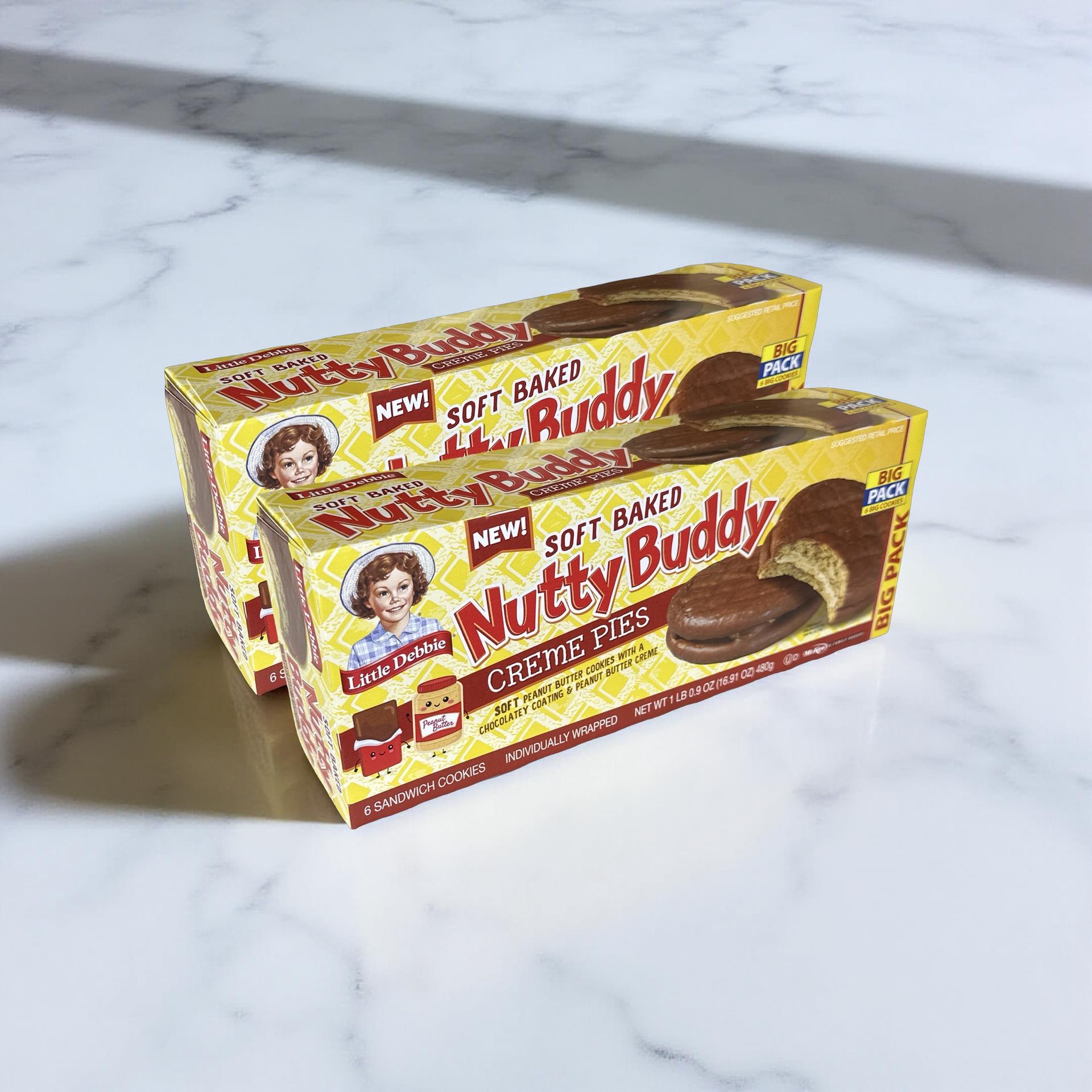 Little Debbie 2x Nutty Buddy Peanut Butter Cookie Cream Pies, Family Packs 3