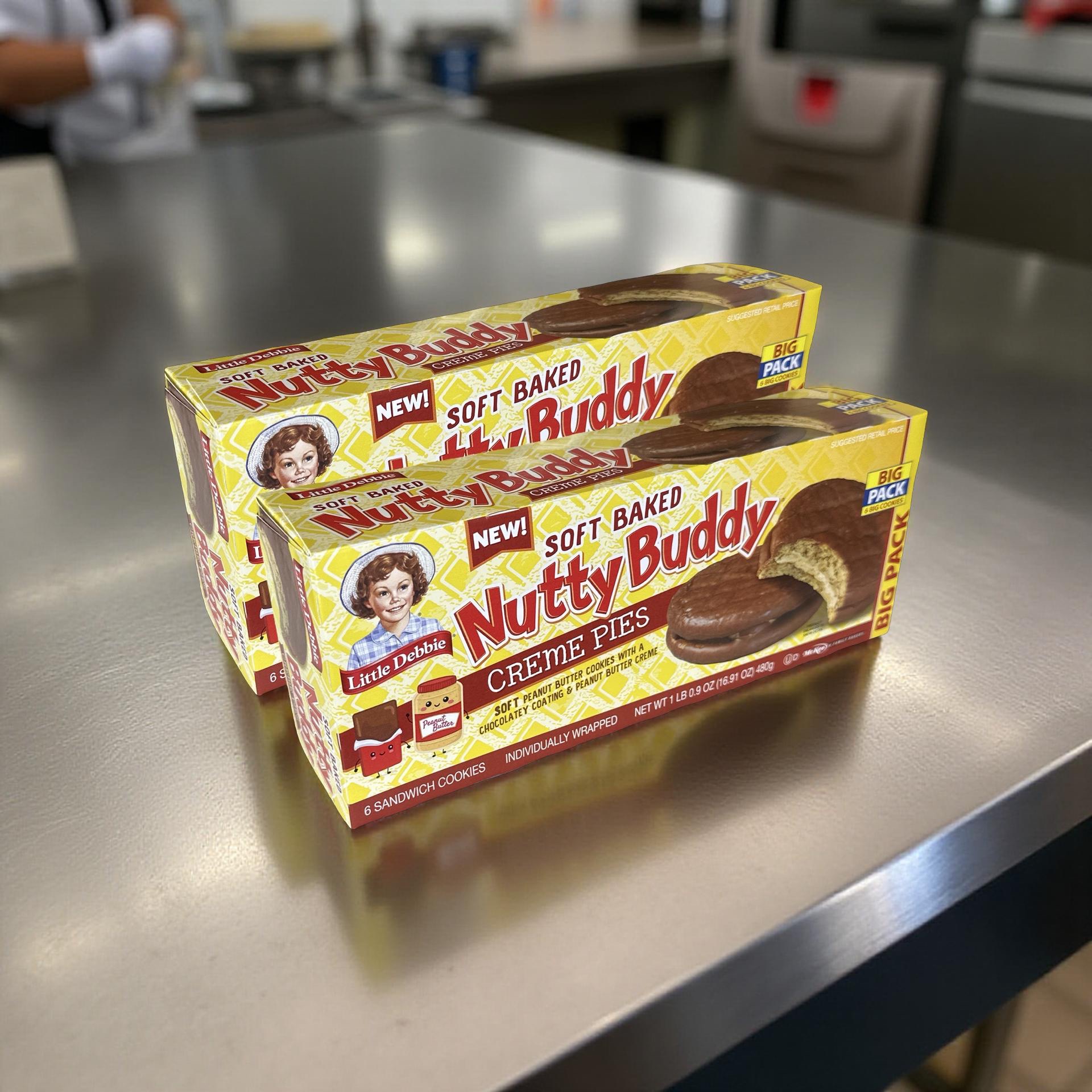 Little Debbie 2x Nutty Buddy Peanut Butter Cookie Cream Pies, Family Packs 5