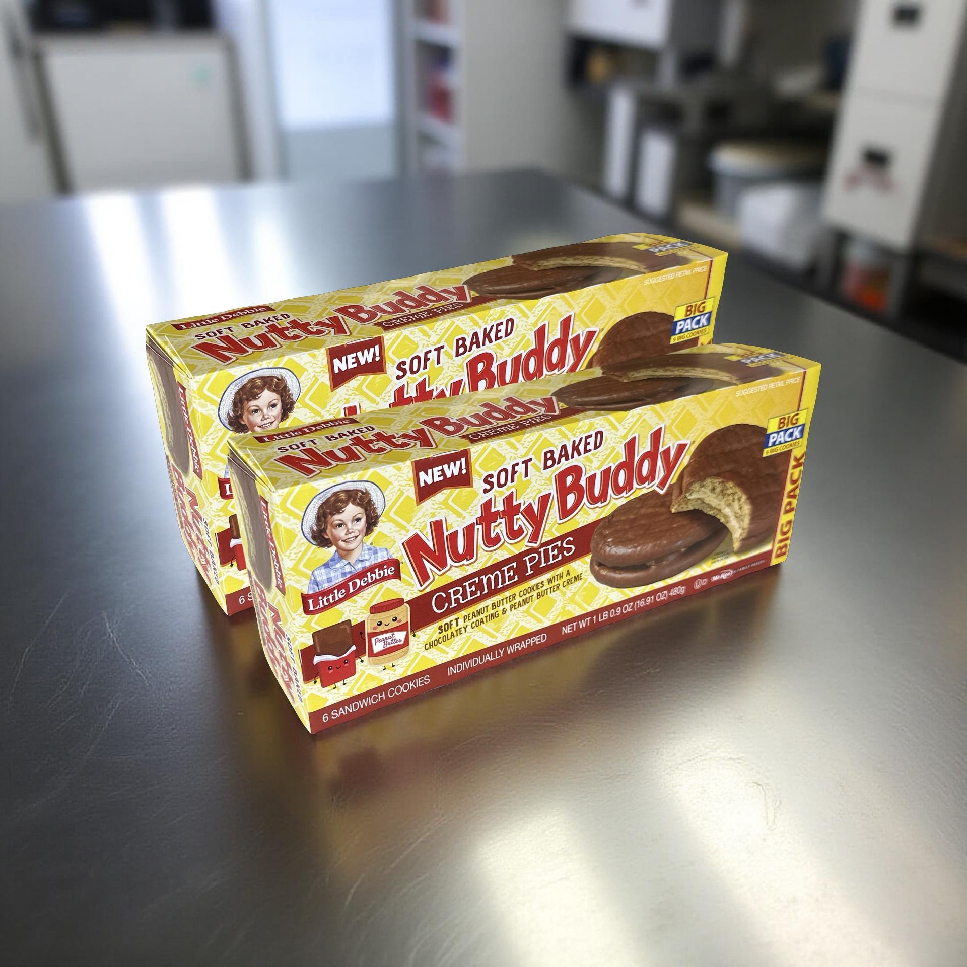 Little Debbie 2x Nutty Buddy Peanut Butter Cookie Cream Pies, Family Packs 4