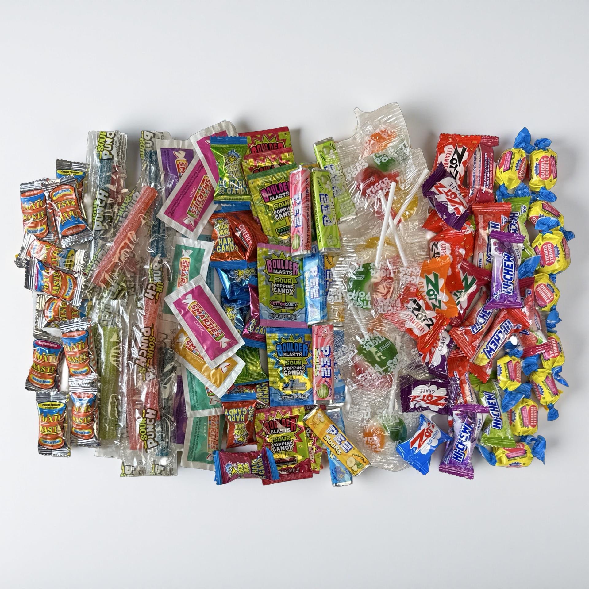 100 Piece Sweet & Sour Candy Variety With Dubble Bubble, Smarties, Pez, Zotz, Sour Punch and More 5