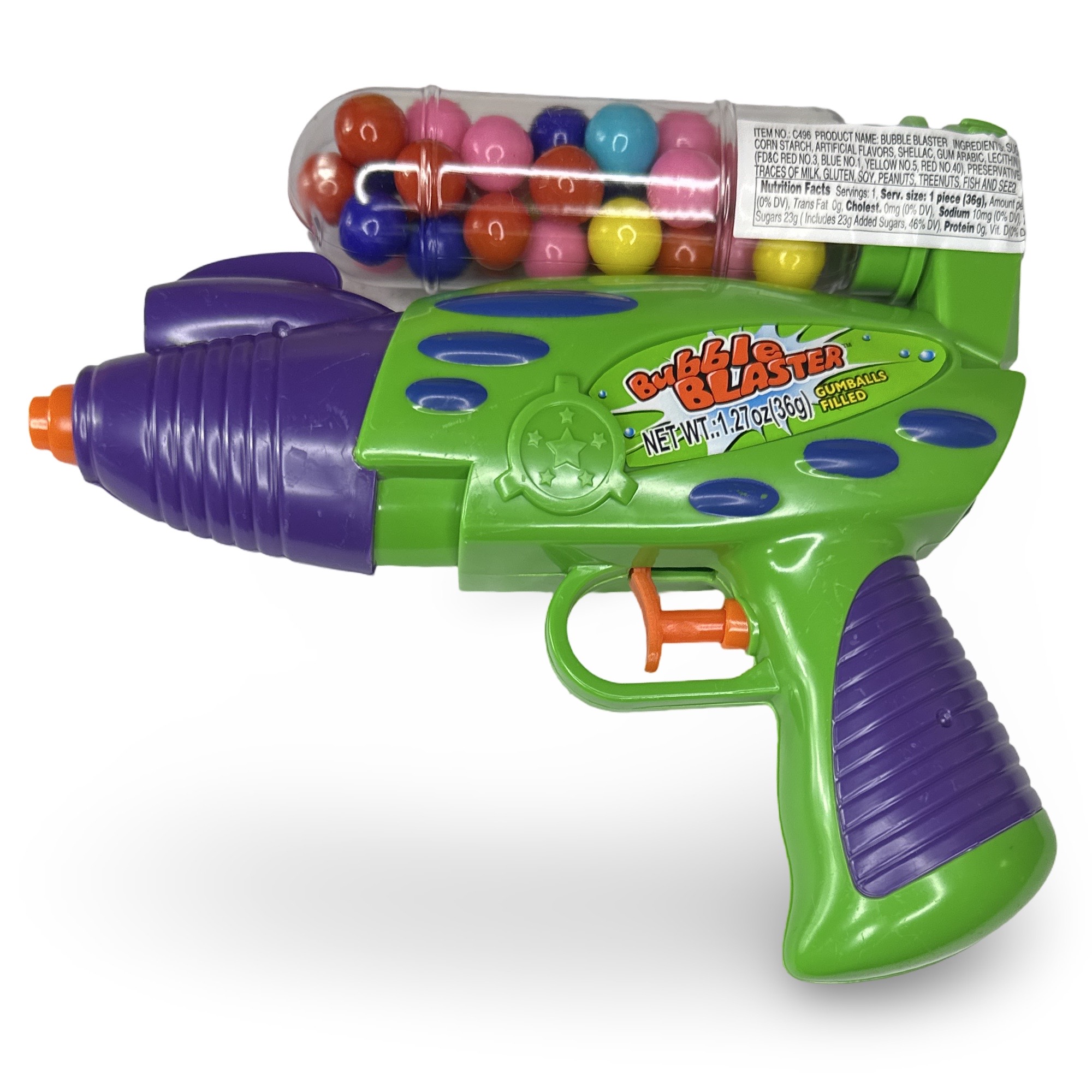 Fun Candy With Built in Toys - Large Bubble Blaster Squirt-Gun with 25 Bubble Gumballs, Colors Vary (2 Pack) 3