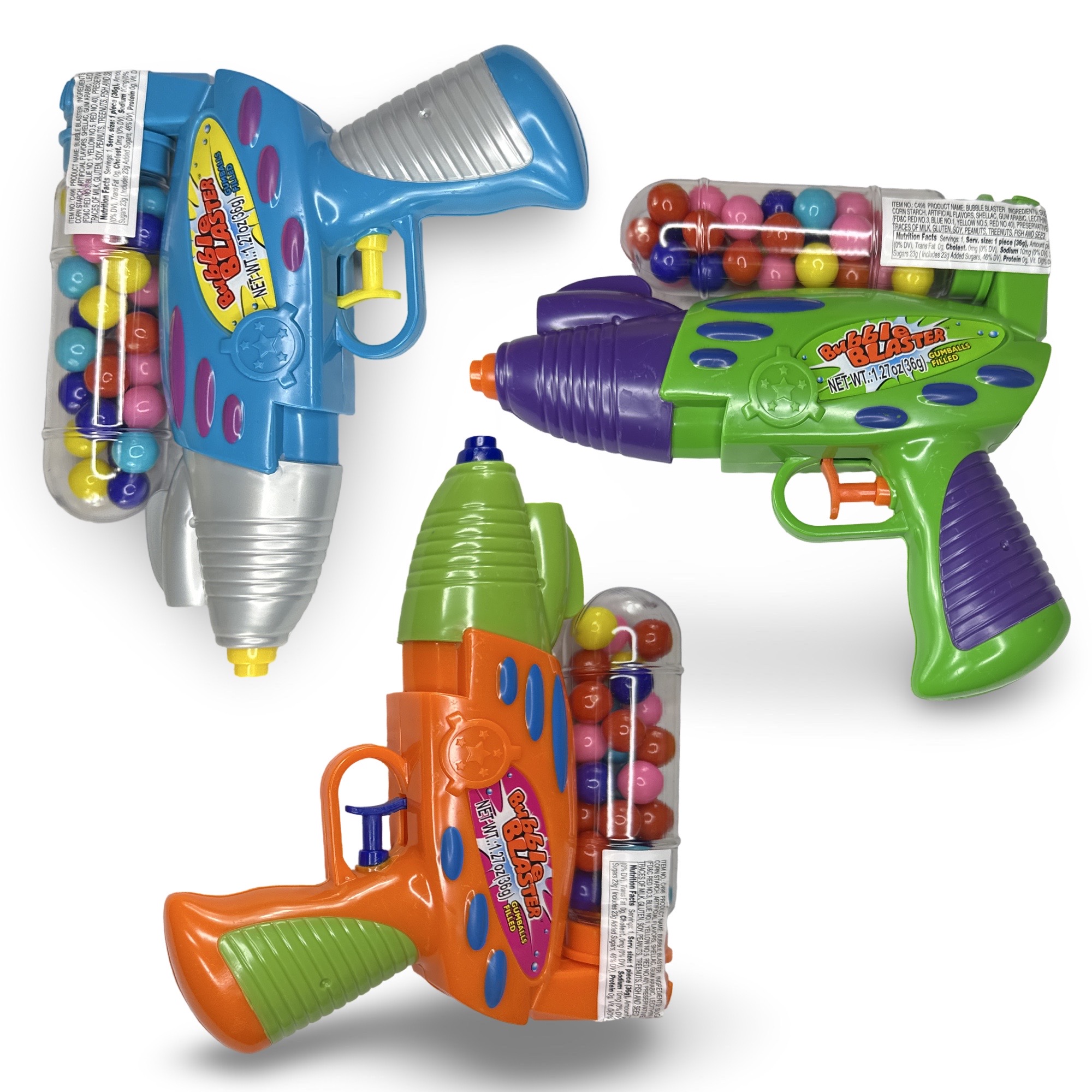 Fun Candy With Built in Toys - Large Bubble Blaster Squirt-Gun with 25 Bubble Gumballs, Colors Vary (2 Pack) 4