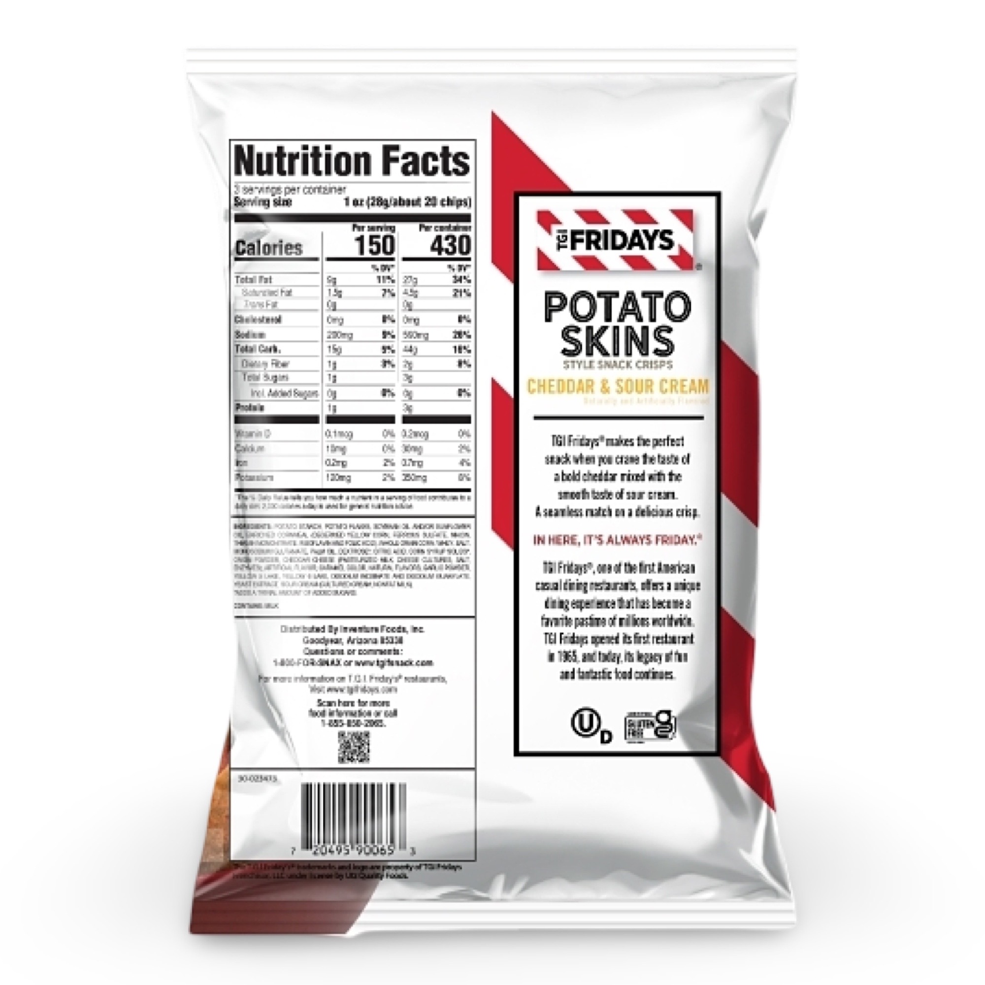 TGI Fridays, Potato Skins Snack Chips, Cheddar & Sour Cream, 3.0 oz. (6 Count) 2